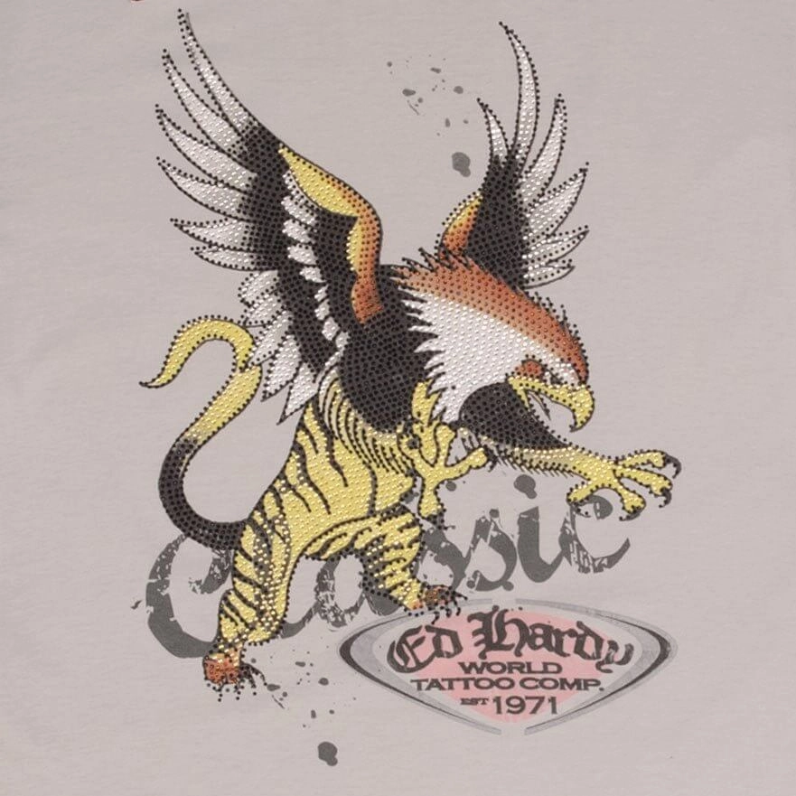 VINTAGE ED HARDY RHINESTONES TEE SHIRT 2000S SIZE MEDIUM DEADSTOCK