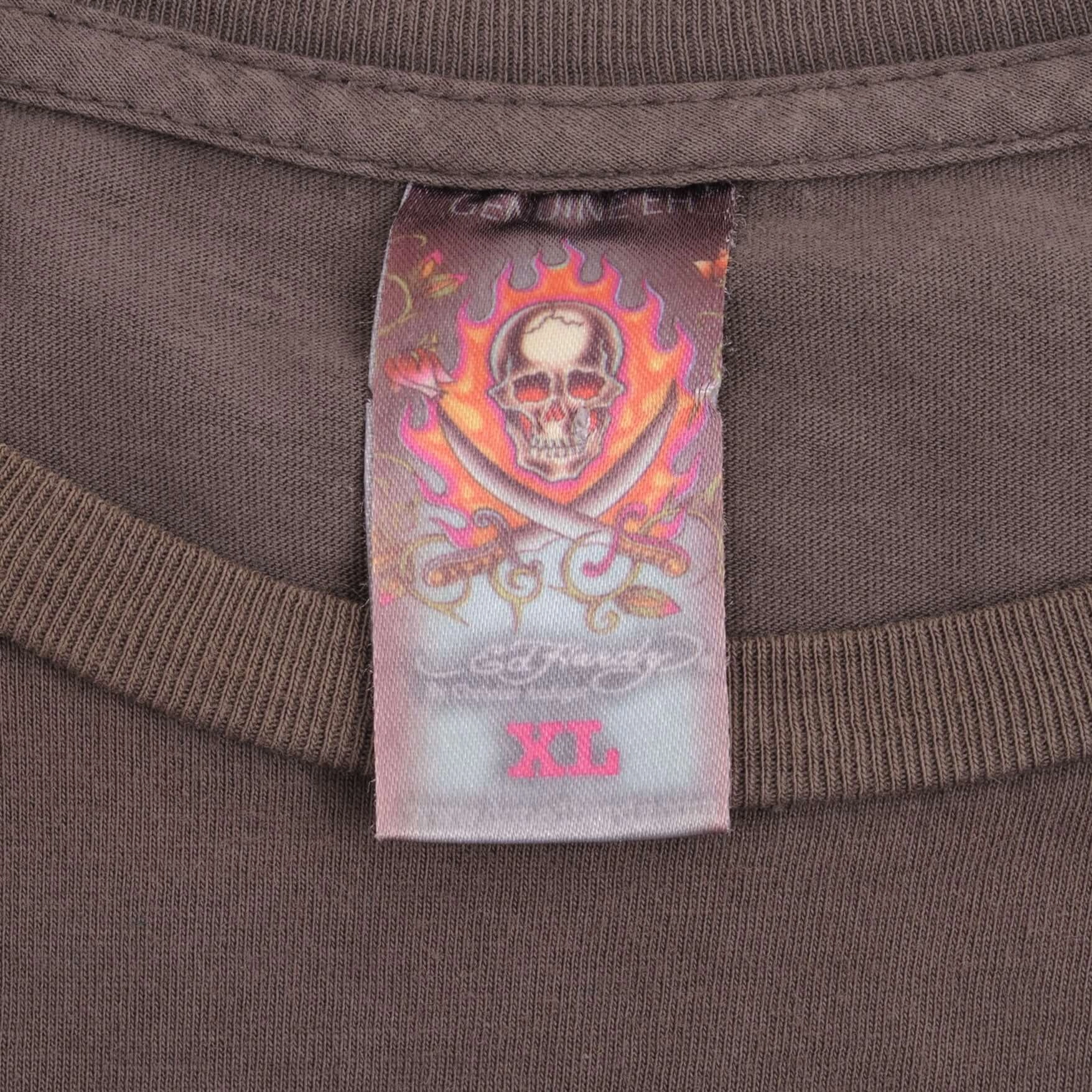 VINTAGE ED HARDY SKULL AND ROSES TEE SHIRT 2000S SIZE XL MADE IN USA