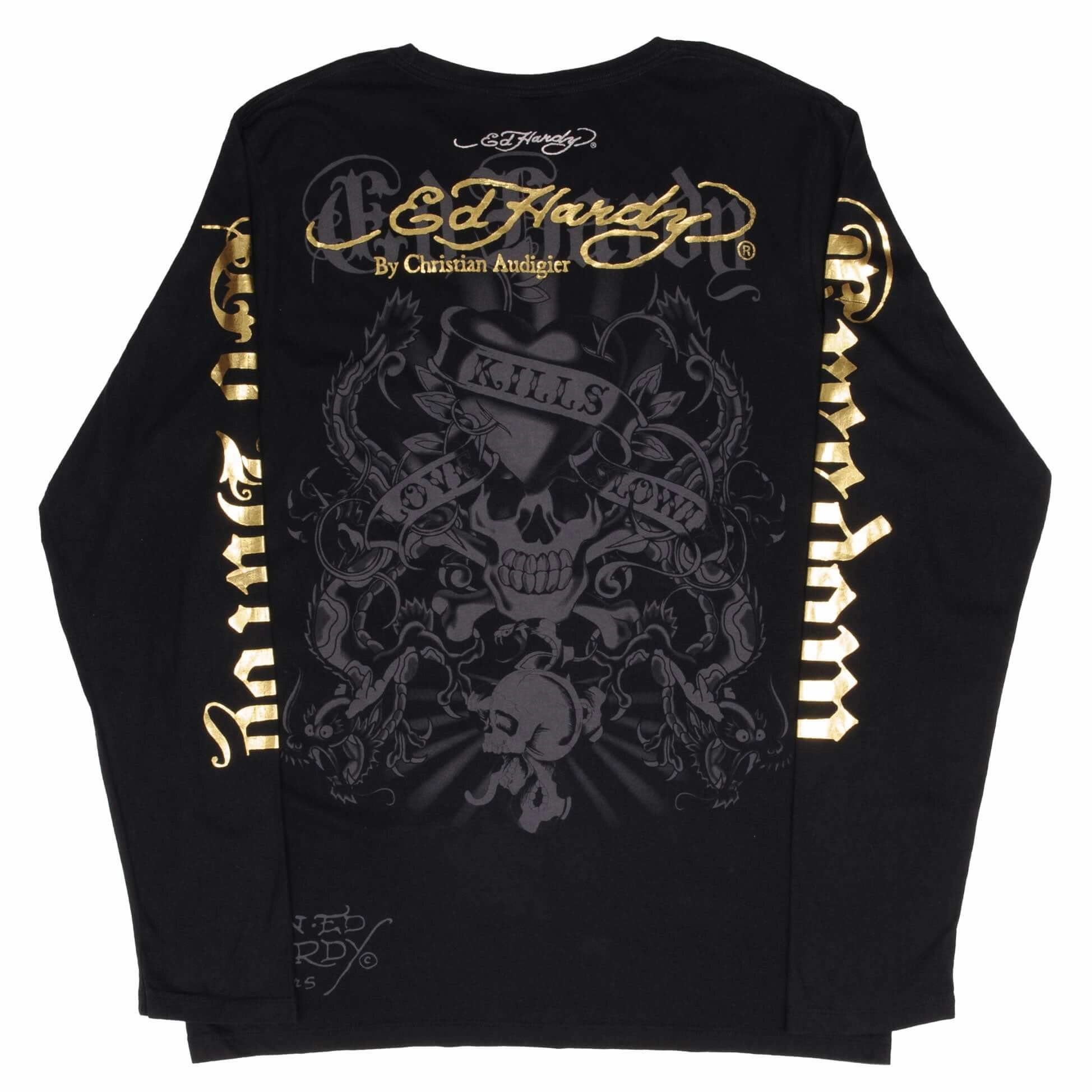 VINTAGE ED HARDY TIGER LONG SLEEVE TEE SHIRT 2000S SIZE XL MADE IN USA