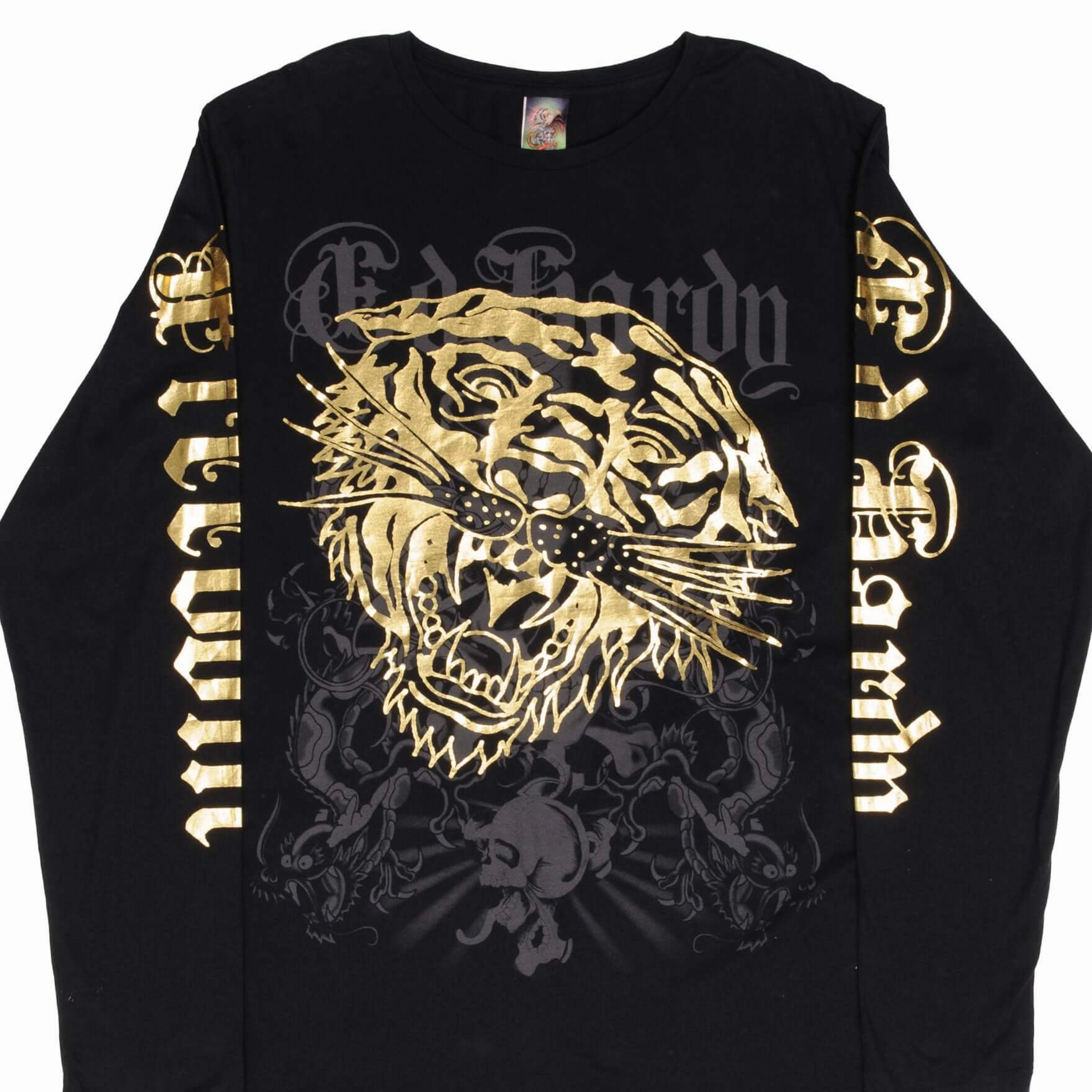 VINTAGE ED HARDY TIGER LONG SLEEVE TEE SHIRT 2000S SIZE XL MADE IN USA