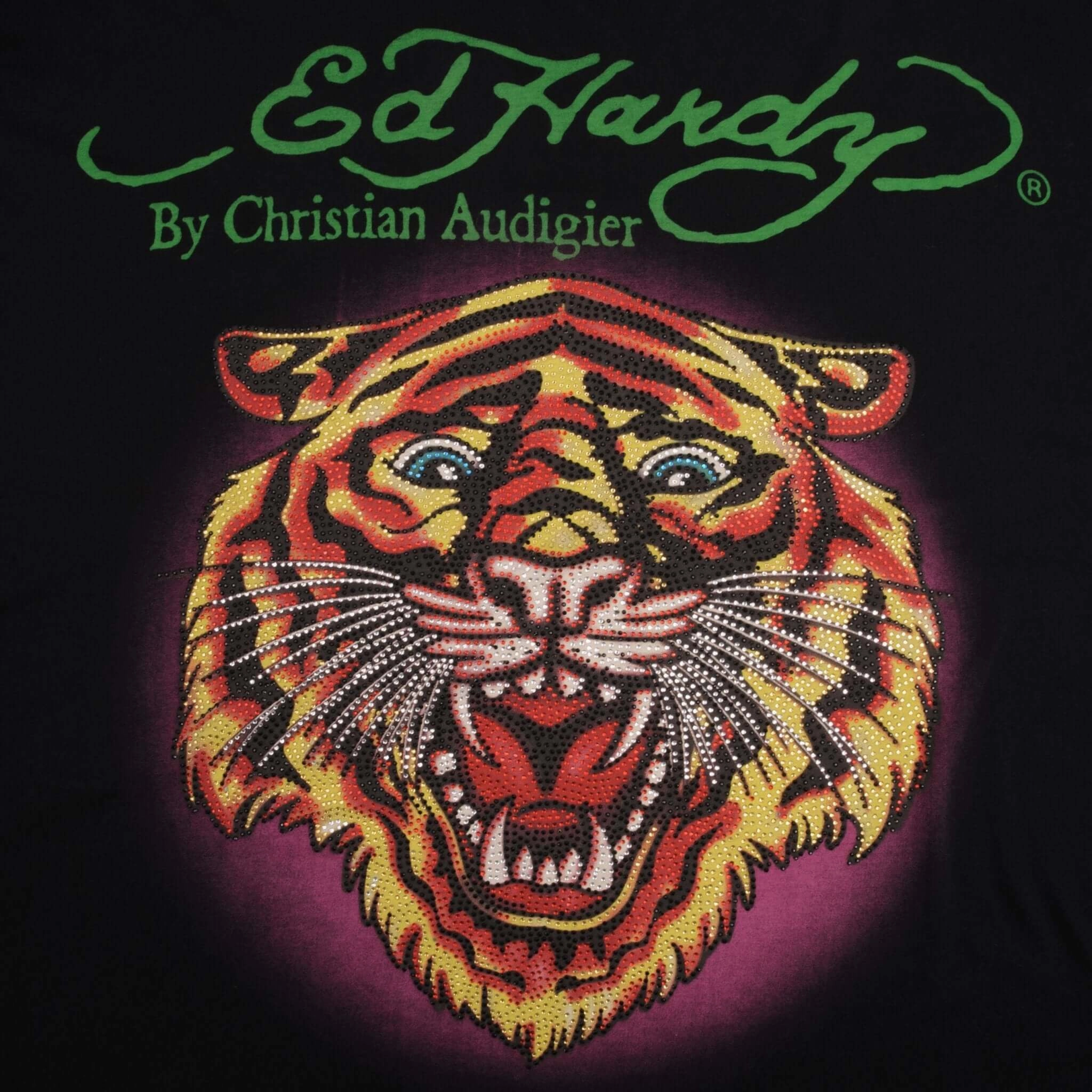 VINTAGE ED HARDY TIGER TEE SHIRT 2000S SIZE 3XL MADE IN USA