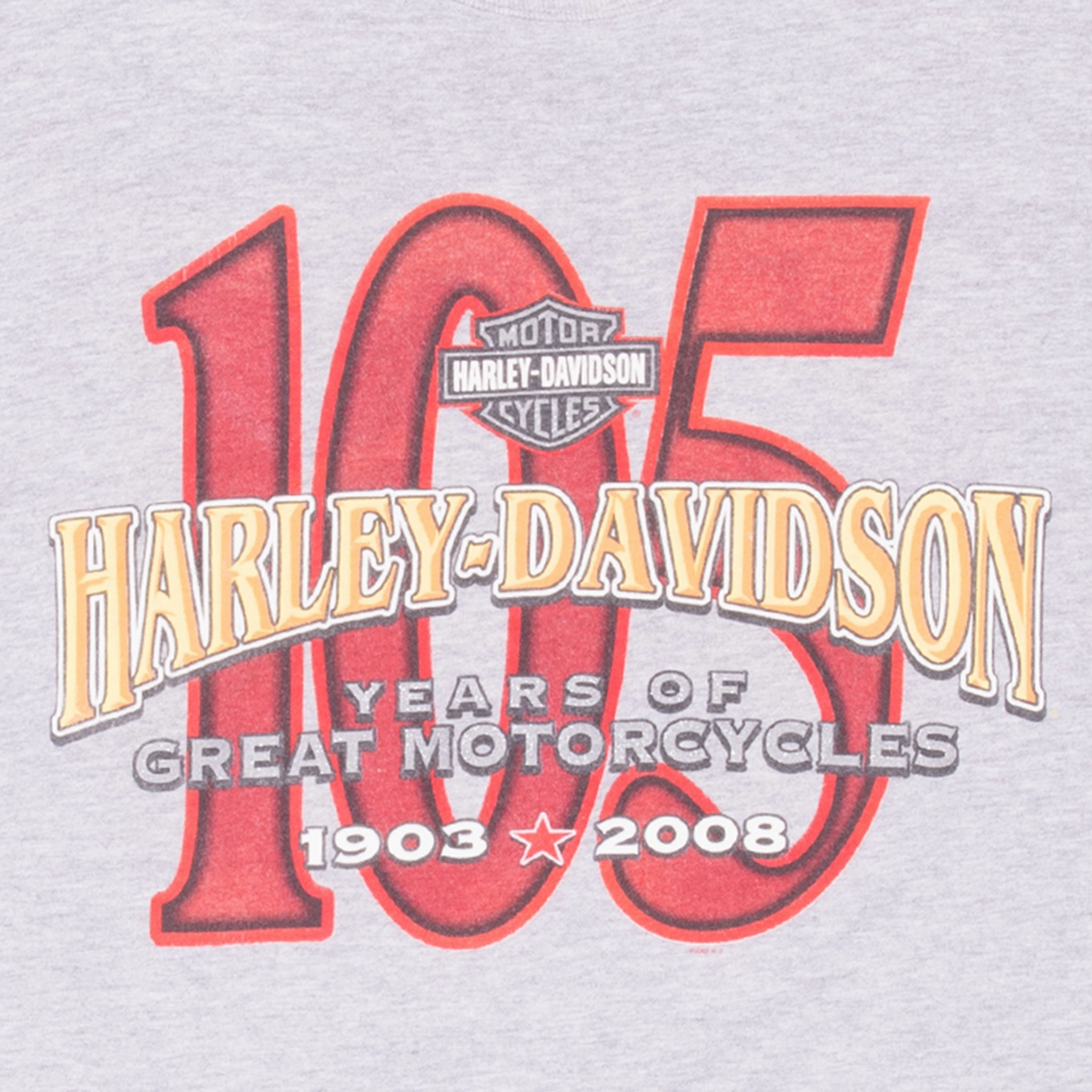 VINTAGE HARLEY DAVIDSON 105 YEARS ANNIVERSARY MILWAUKEE TEE SHIRT 2008 LARGE
