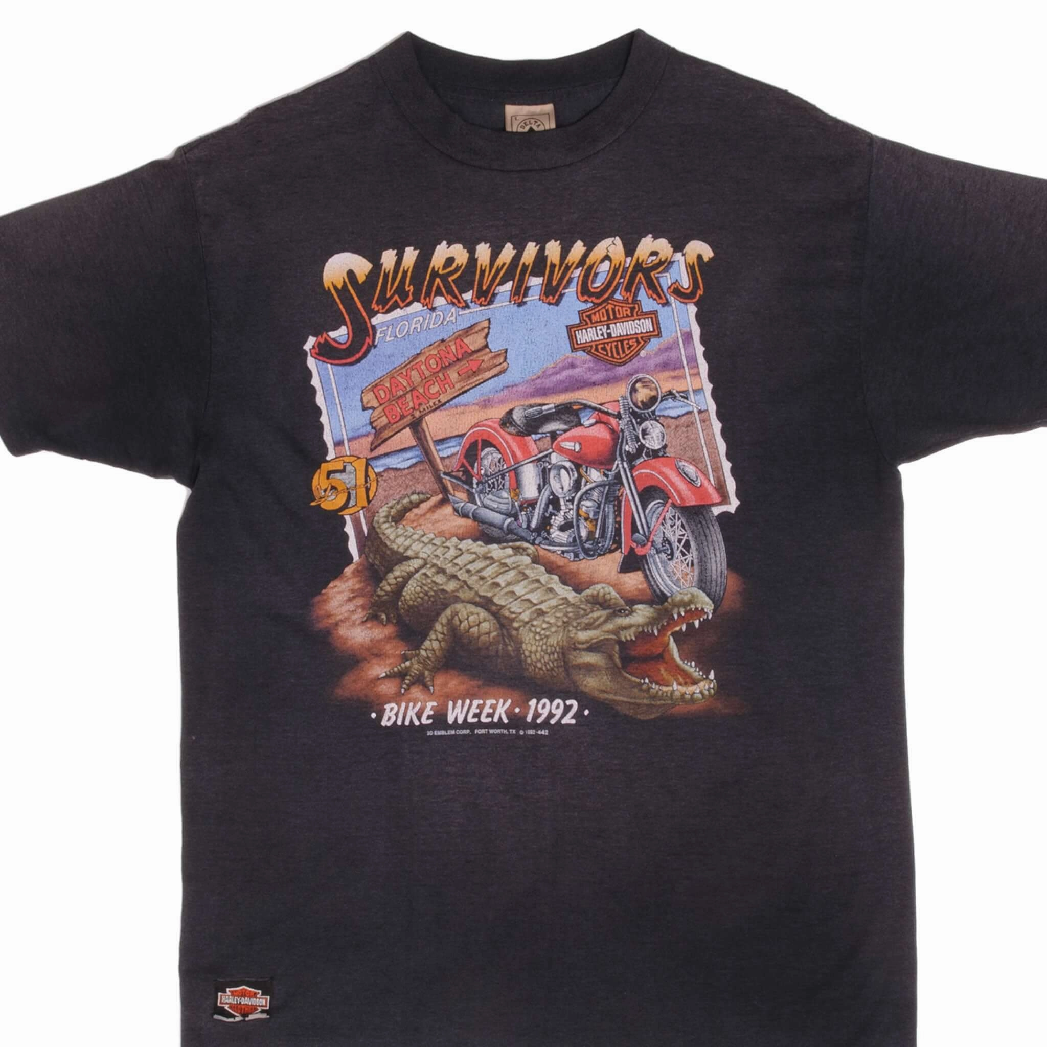 VINTAGE HARLEY DAVIDSON 3D EMBLEM BIKE WEEK 1992 TEE SHIRT LARGE MADE IN USA