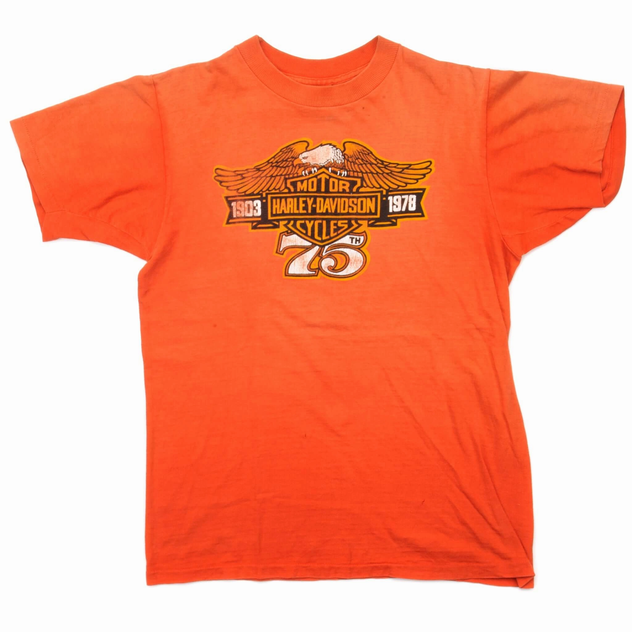 VINTAGE HARLEY DAVIDSON 75TH ANNIVERSARY TEE SHIRT 1978 SIZE MEDIUM MADE IN USA