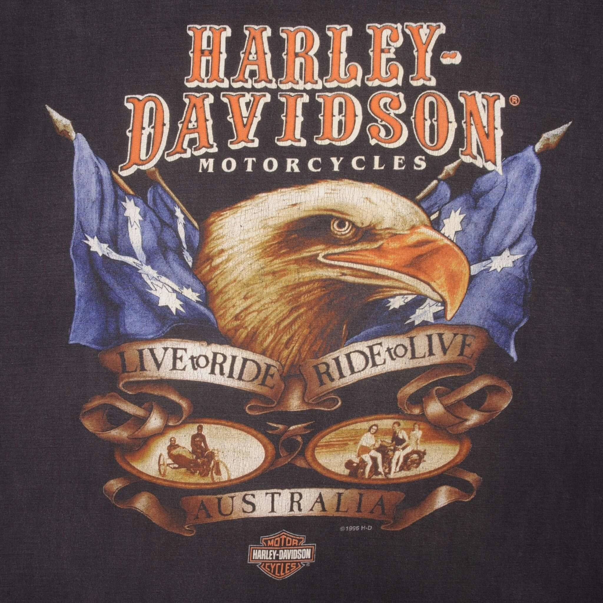 VINTAGE HARLEY DAVIDSON AUSTRALIA TEE SHIRT 1996 SIZE LARGE