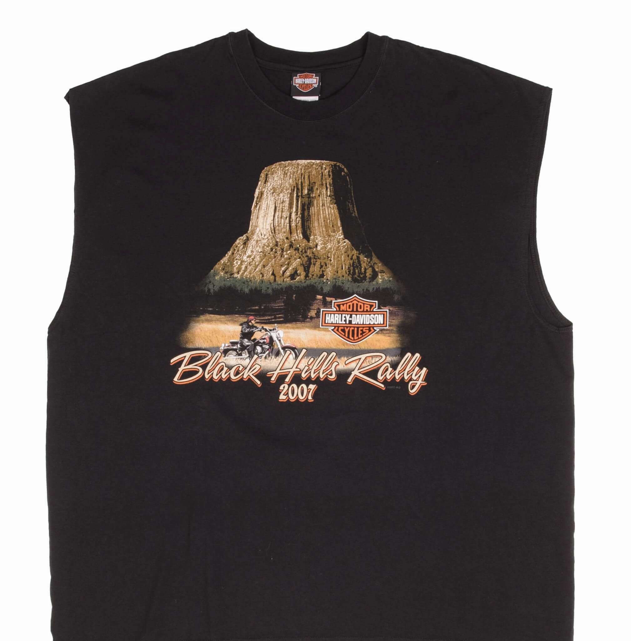 VINTAGE HARLEY DAVIDSON BLACK HILL RALLY TANK TOP TEE SHIRT 2007 3XL MADE IN USA
