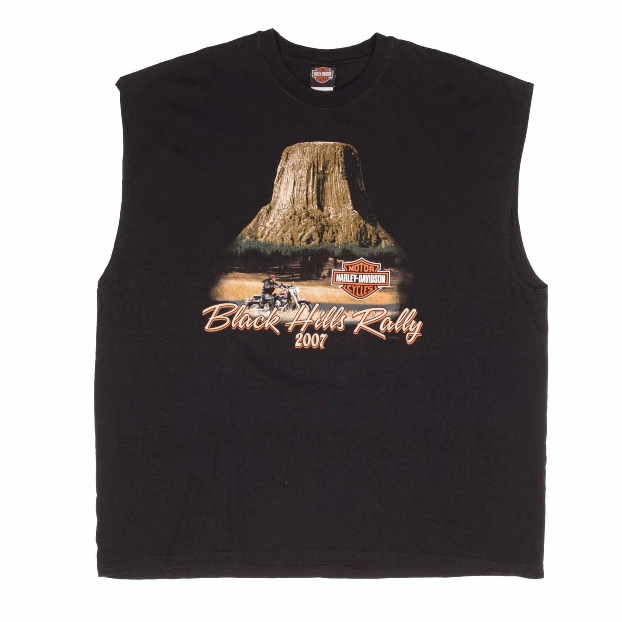 VINTAGE HARLEY DAVIDSON BLACK HILL RALLY TANK TOP TEE SHIRT 2007 3XL MADE IN USA