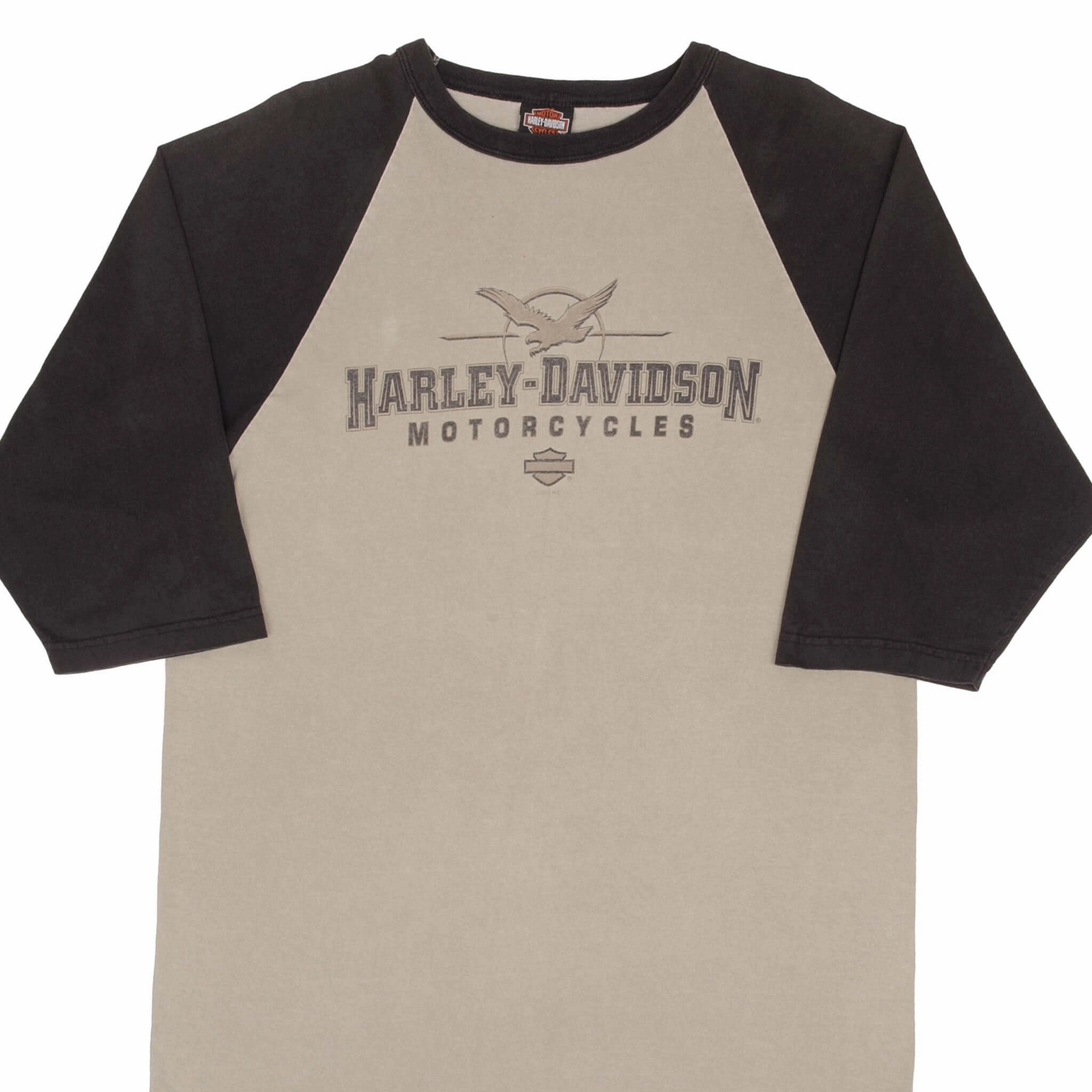 VINTAGE HARLEY DAVIDSON CONWAY NH RAGLAN TEE SHIRT 2005 SIZE LARGE MADE IN USA