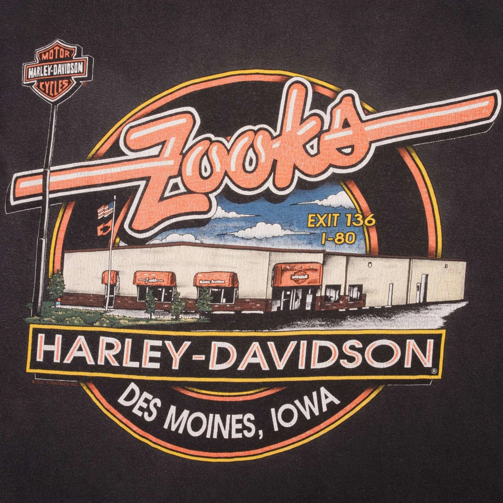 VINTAGE HARLEY DAVIDSON DES MOINES IOWA TEE SHIRT 1990 LARGE MADE IN USA