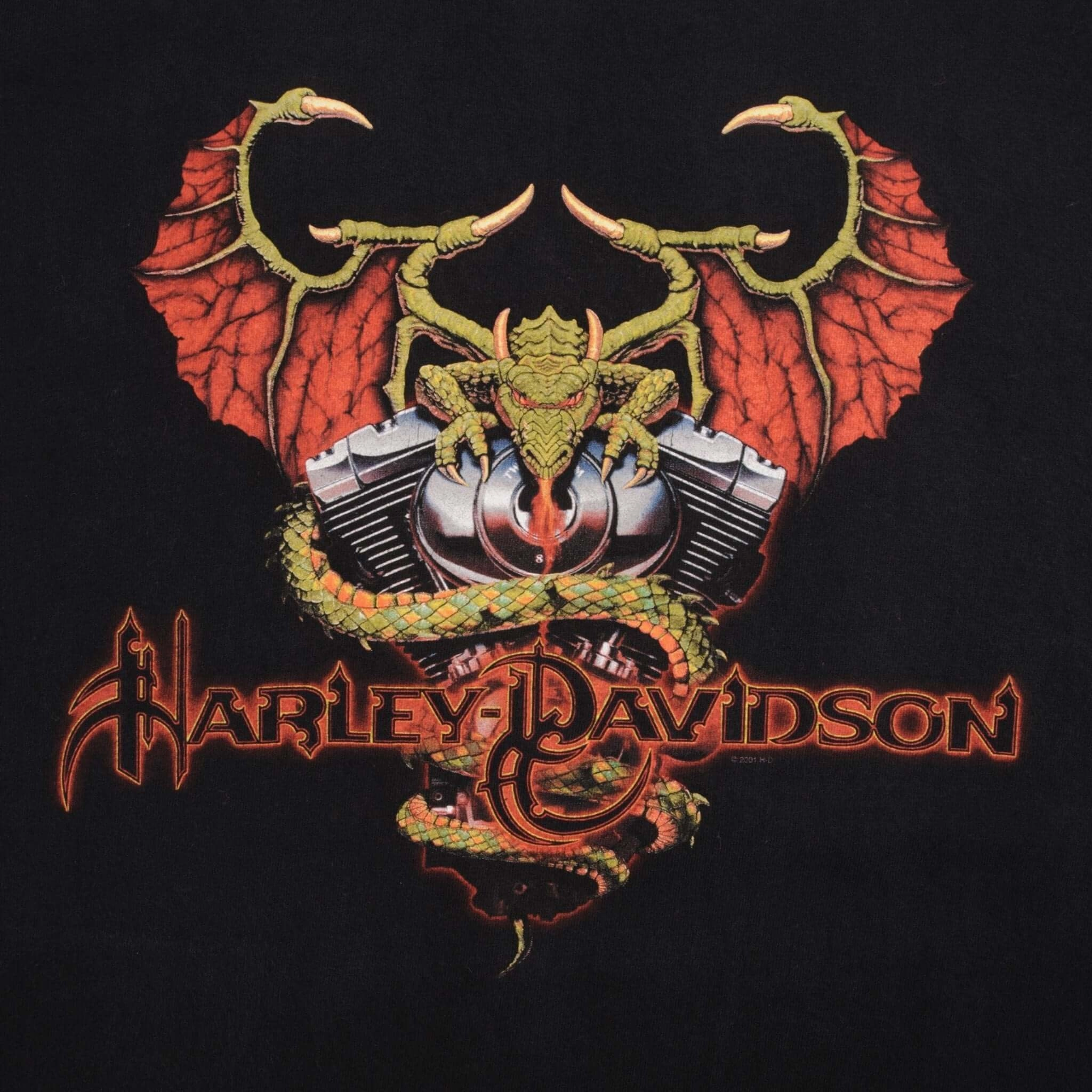 VINTAGE HARLEY DAVIDSON DRAGON TEE SHIRT 2001 SIZE LARGE MADE IN USA