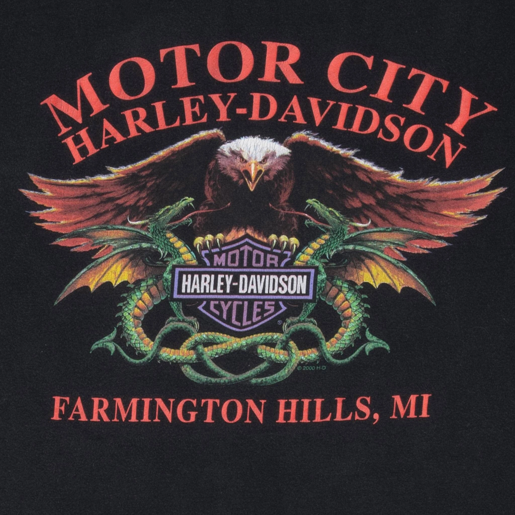 VINTAGE HARLEY DAVIDSON EAGLE DRAGON TEE SHIRT 2000 2XL MADE IN USA