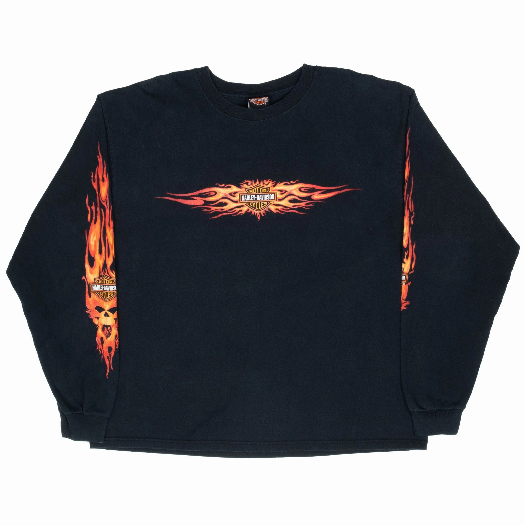 VINTAGE HARLEY DAVIDSON FLAME LONG SLEEVE TEE SHIRT 2002 XL