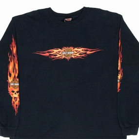 VINTAGE HARLEY DAVIDSON FLAME LONG SLEEVE TEE SHIRT 2002 XL