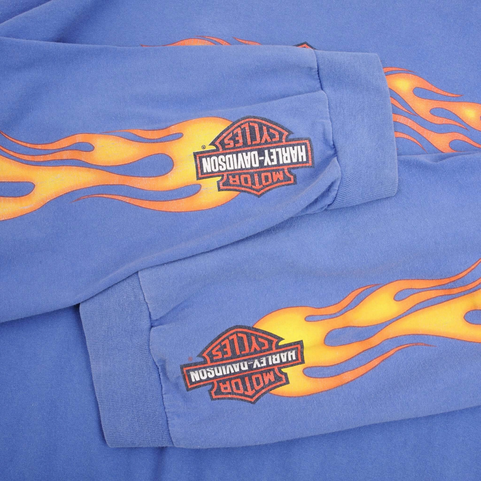 VINTAGE HARLEY DAVIDSON FLAME LONG SLEEVE TEE SHIRT 2003 SIZE 3XL
