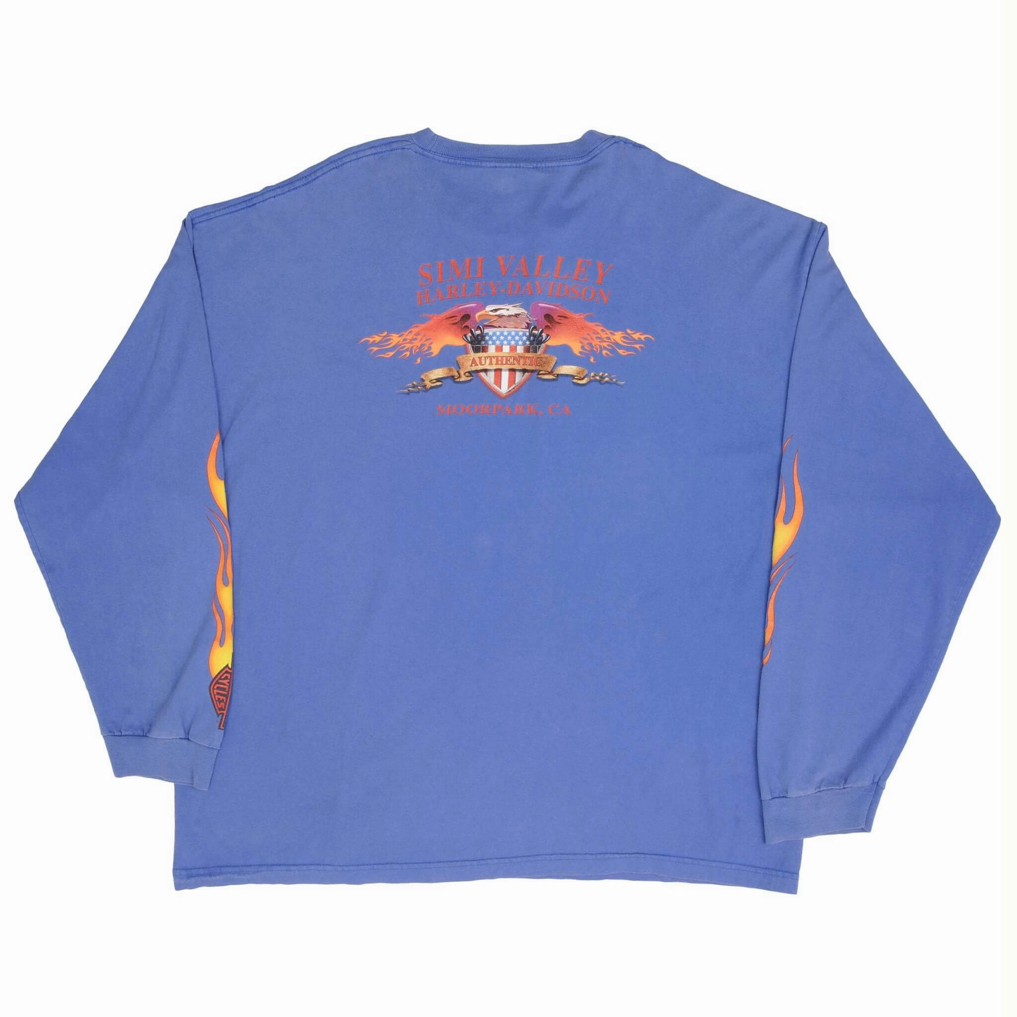 VINTAGE HARLEY DAVIDSON FLAME LONG SLEEVE TEE SHIRT 2003 SIZE 3XL