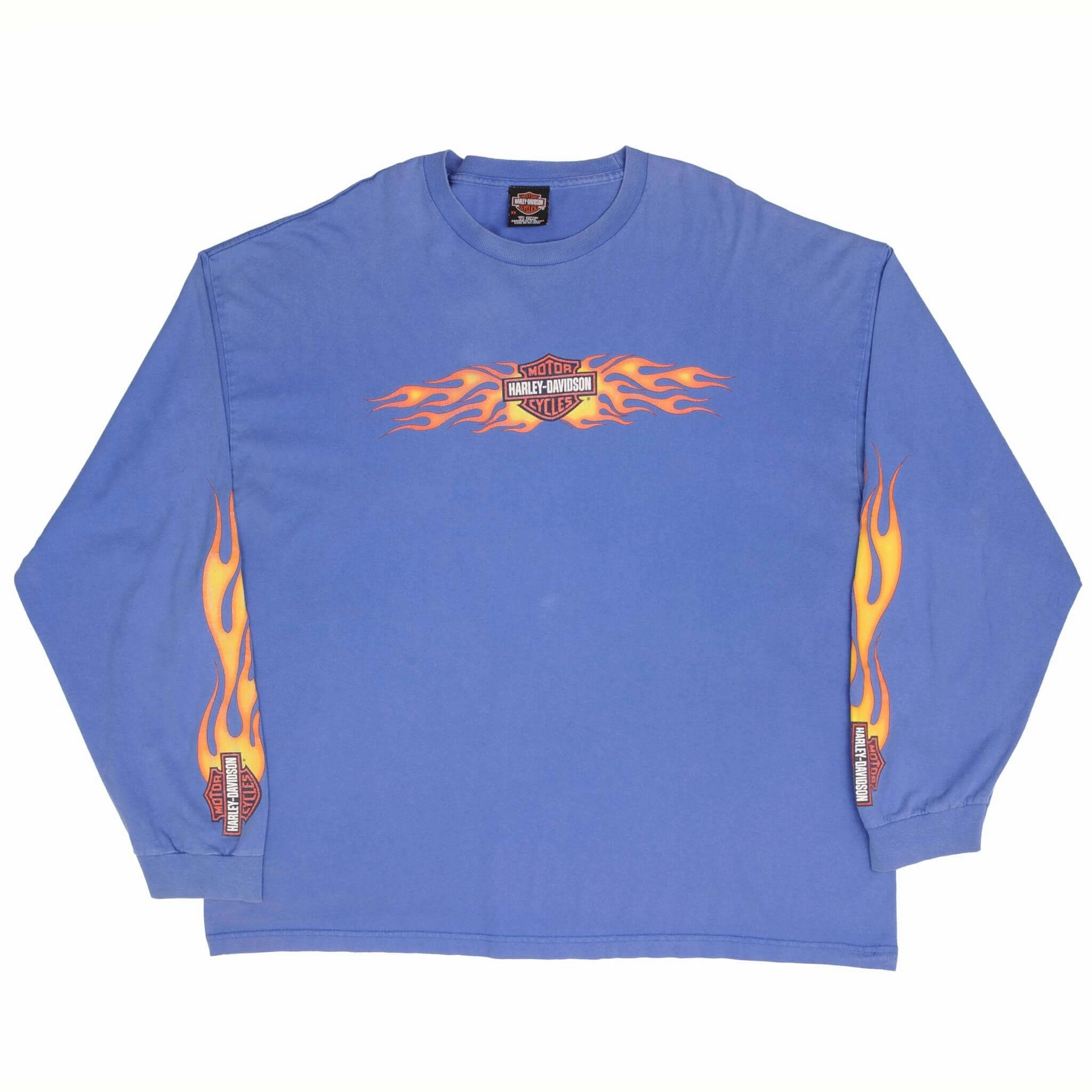 VINTAGE HARLEY DAVIDSON FLAME LONG SLEEVE TEE SHIRT 2003 SIZE 3XL