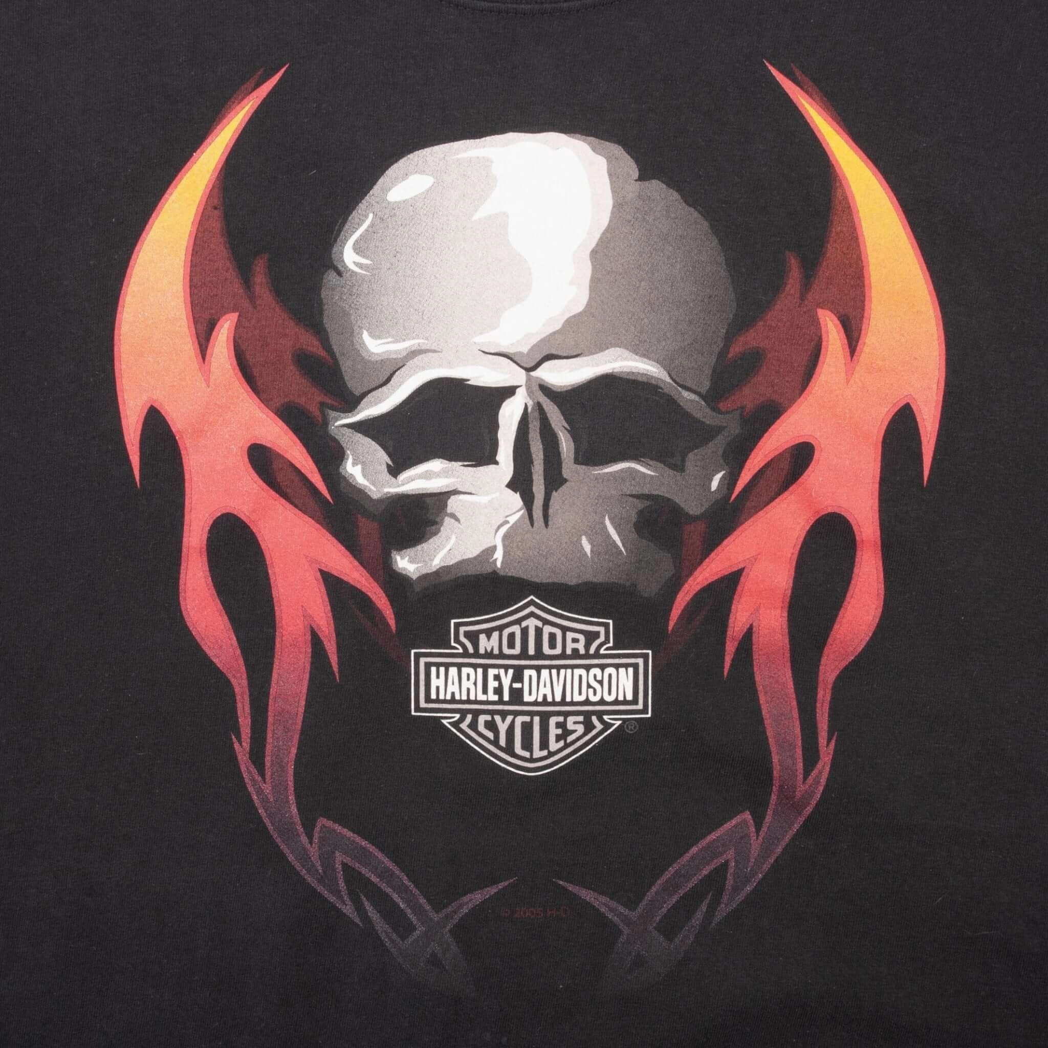 VINTAGE HARLEY DAVIDSON FLAME LONG SLEEVE TEE SHIRT 2005 SIZE XL MADE IN USA