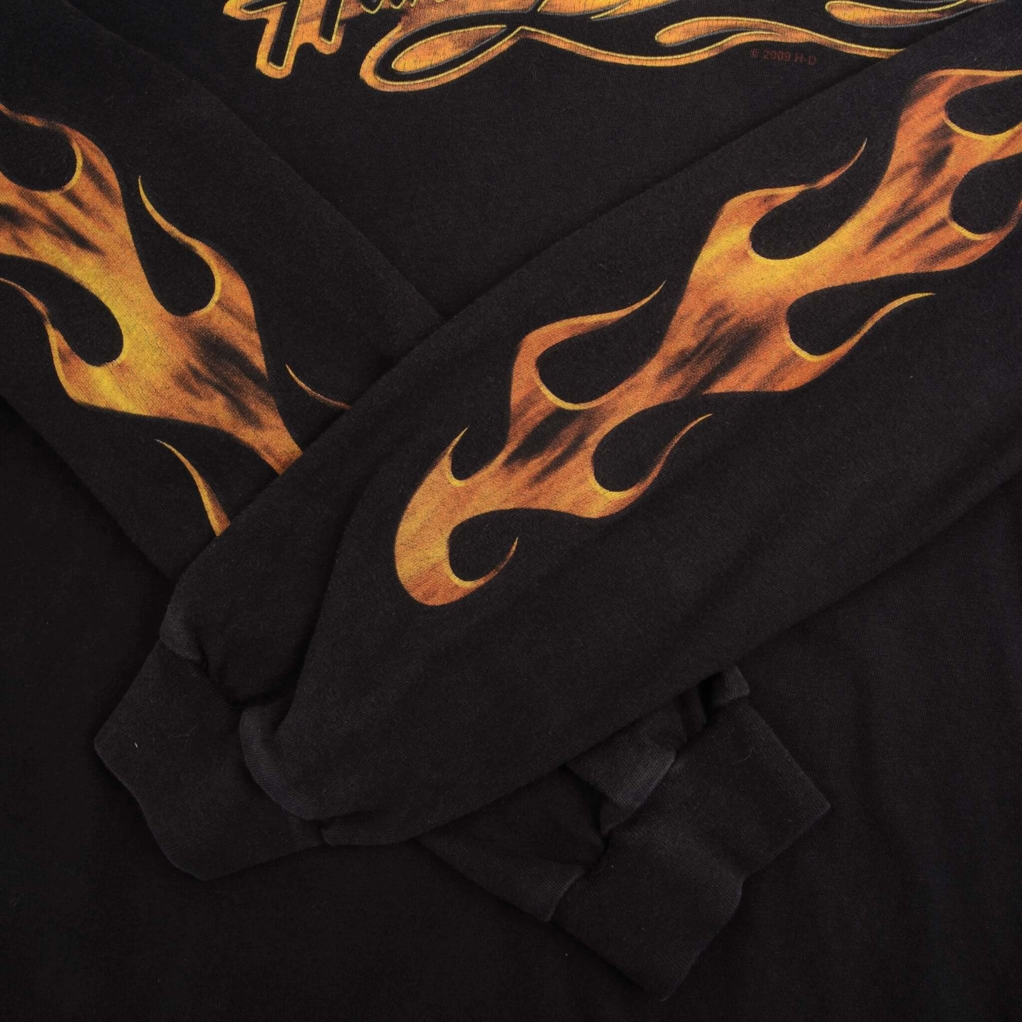 VINTAGE HARLEY DAVIDSON FLAME LONG SLEEVE TEE SHIRT 2009 SIZE XL MADE IN USA