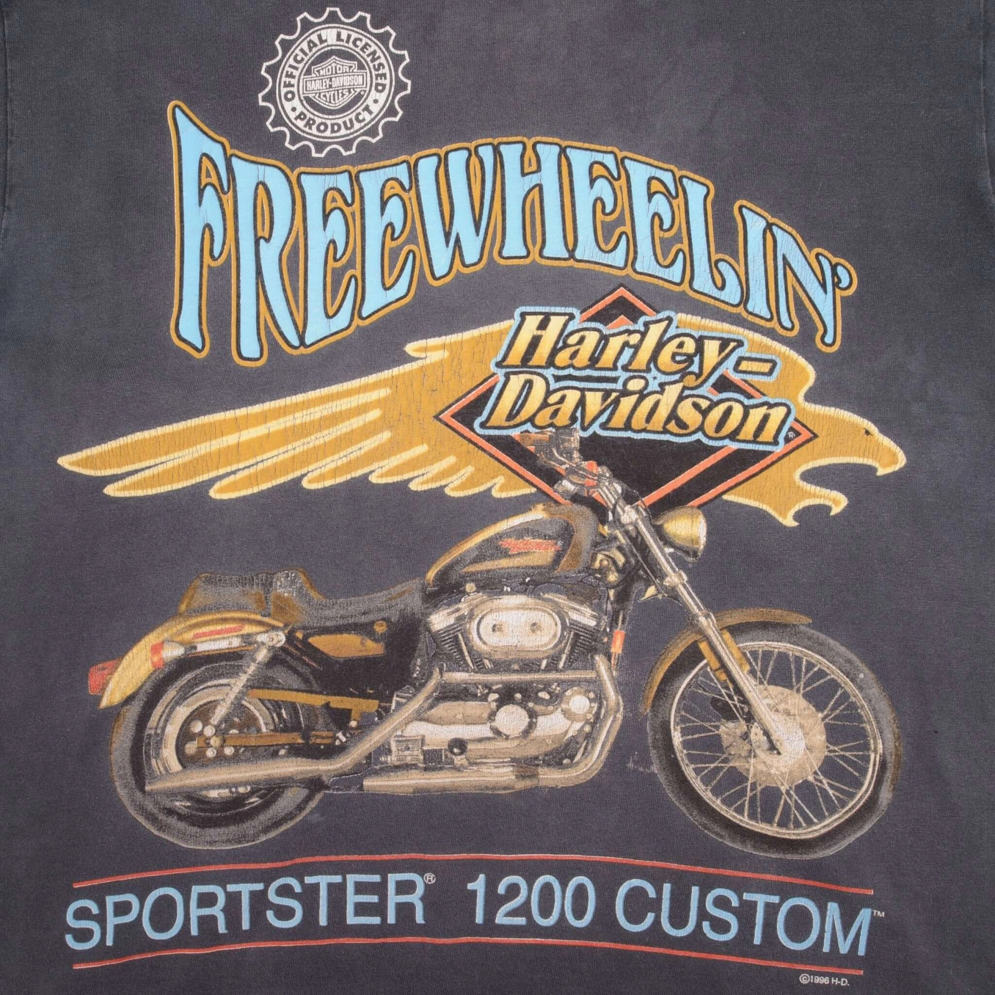 VINTAGE HARLEY DAVIDSON FREEWEELING TEE SHIRT 1996 SIZE MEDIUM MADE IN USA