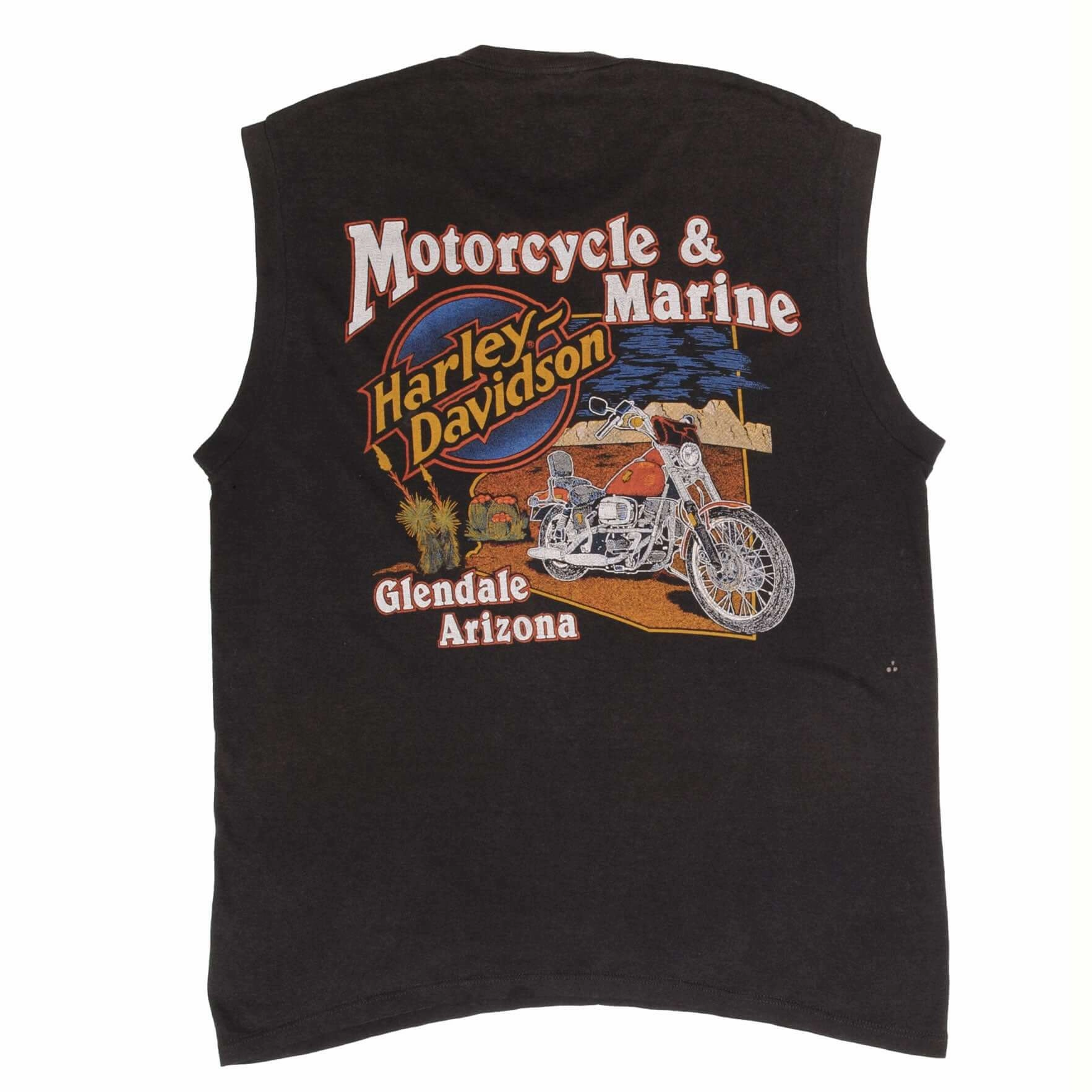 VINTAGE HARLEY DAVIDSON GLENDALE ARIZONA 1980S TANK TOP TEE SHIRT LARGE MADE IN USA