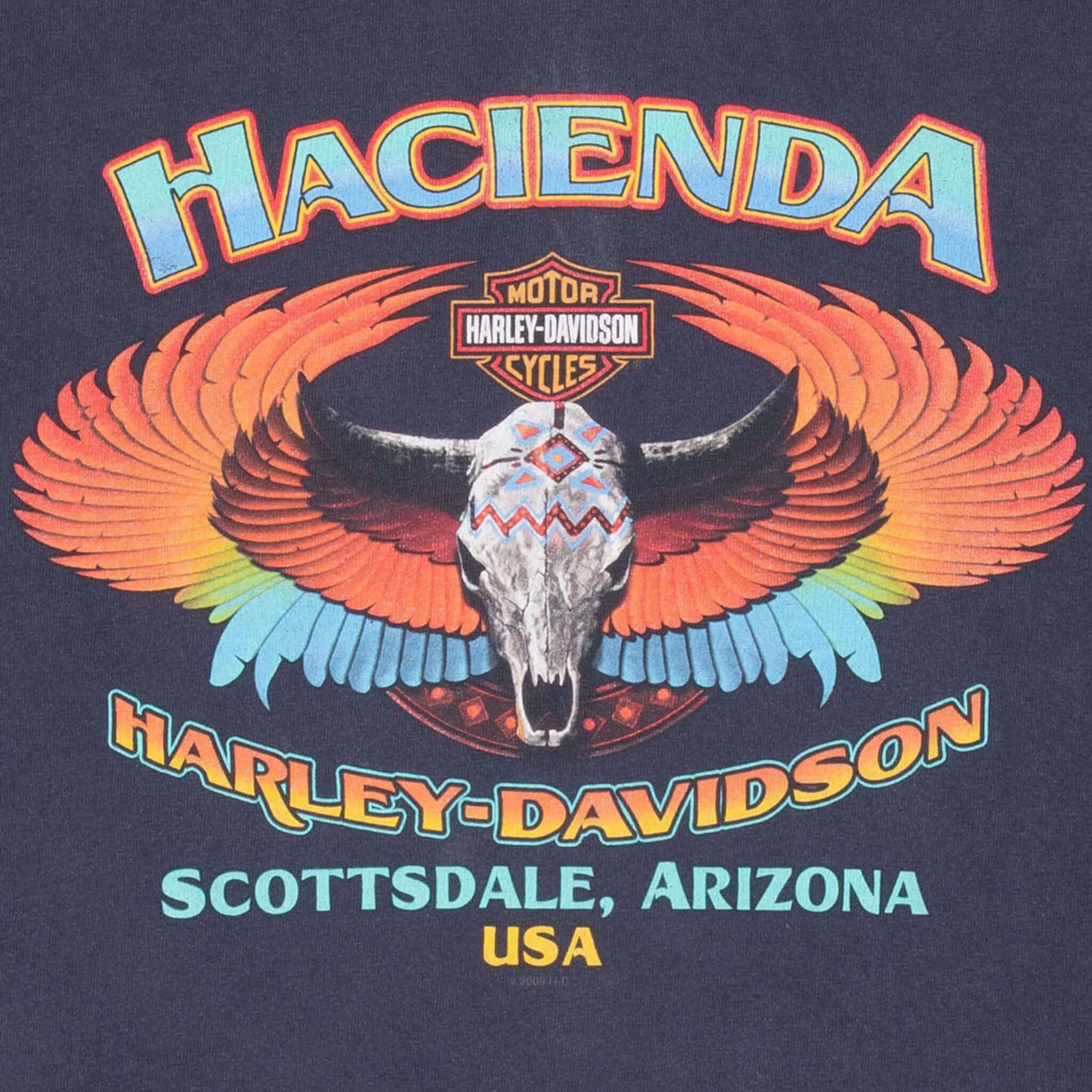 VINTAGE HARLEY DAVIDSON HACIENDA HENLEY TEE SHIRT 2009 2XL