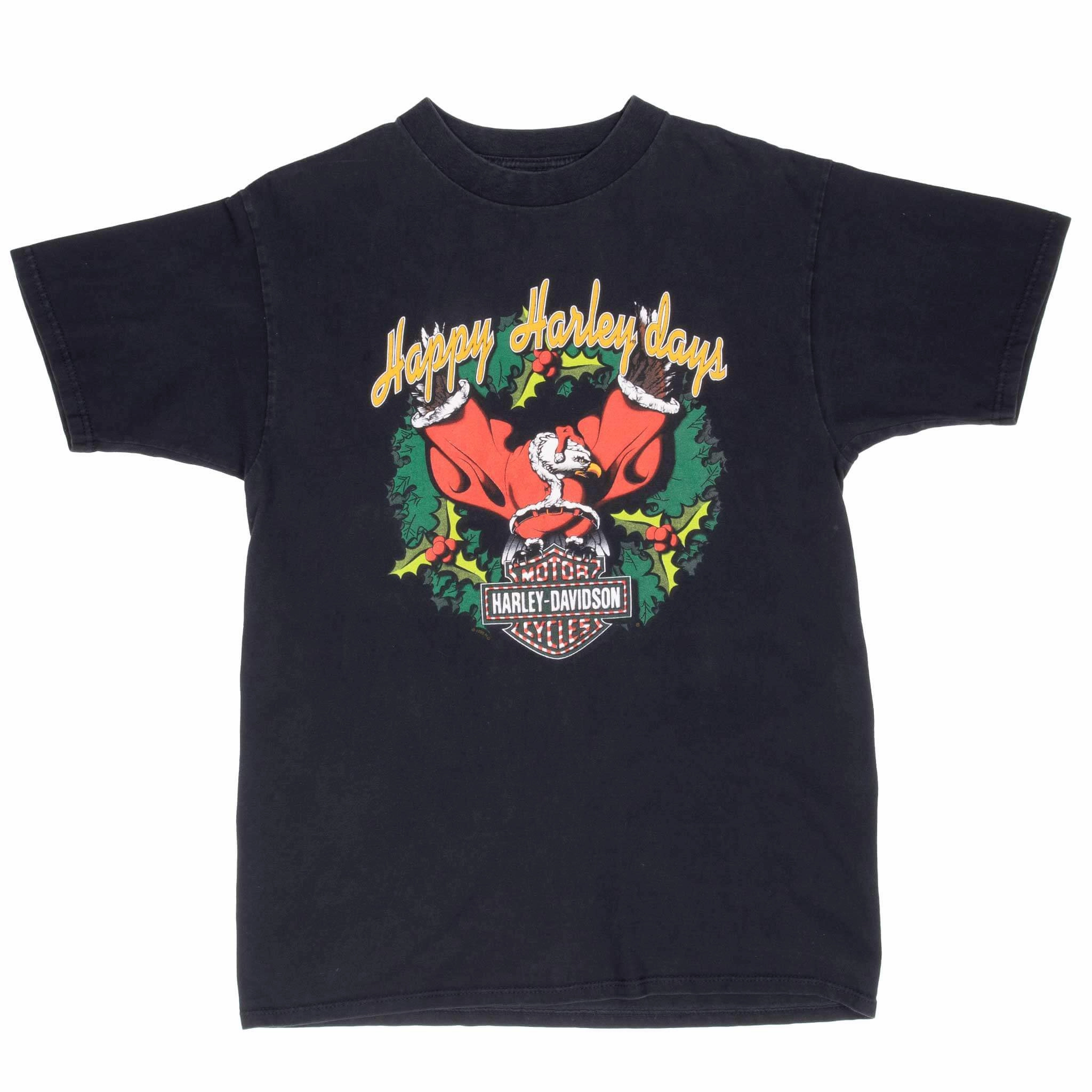 VINTAGE HARLEY DAVIDSON HAPPY HARLEY DAYS XMAS TEE SHIRT 1999 MEDIUM MADE IN USA