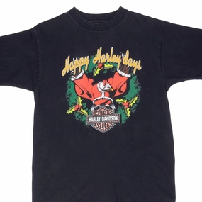 VINTAGE HARLEY DAVIDSON HAPPY HARLEY DAYS XMAS TEE SHIRT 1999 MEDIUM MADE IN USA