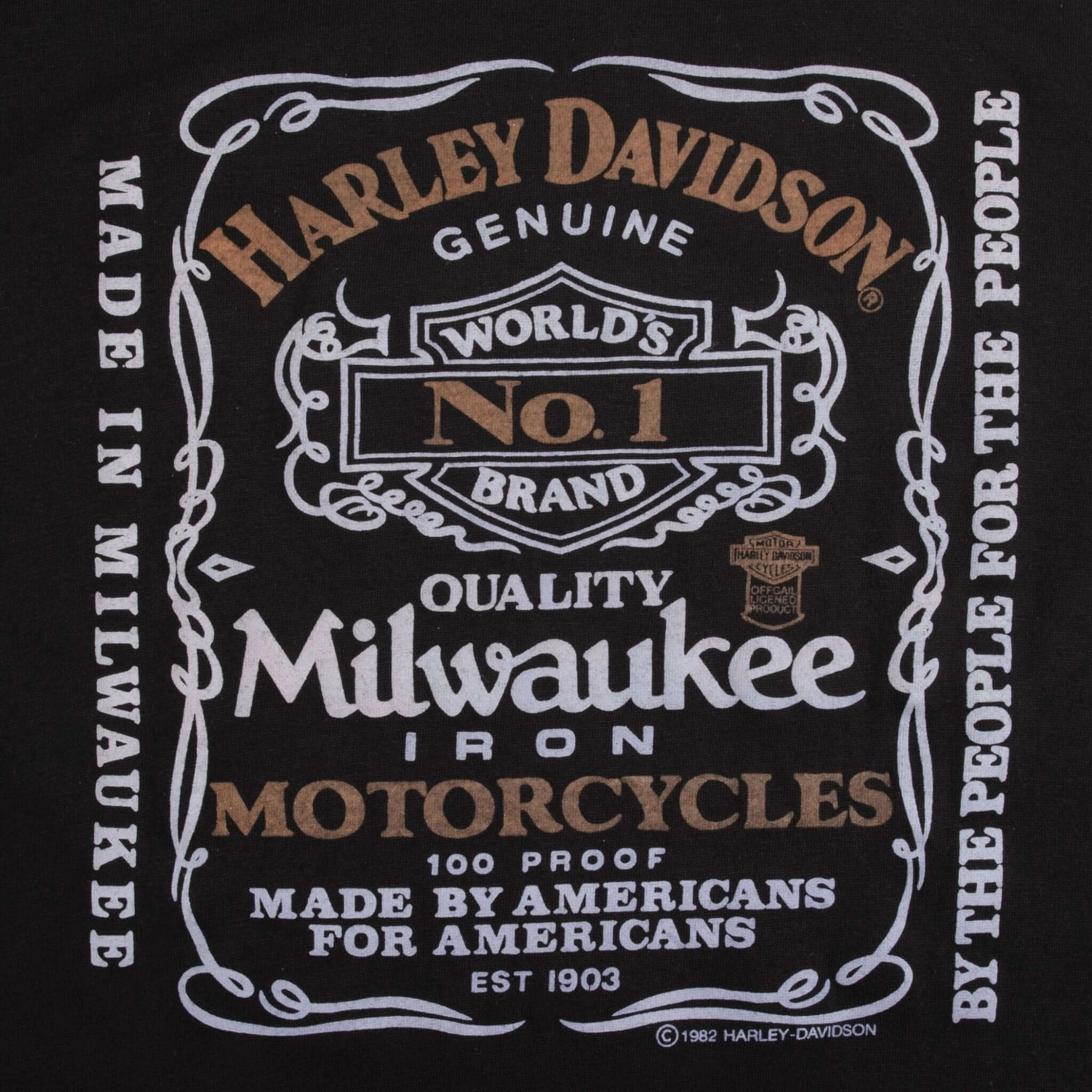 VINTAGE HARLEY DAVIDSON JACK DANIELS TEE SHIRT 1982 MEDIUM MADE IN USA DEADSTOCK