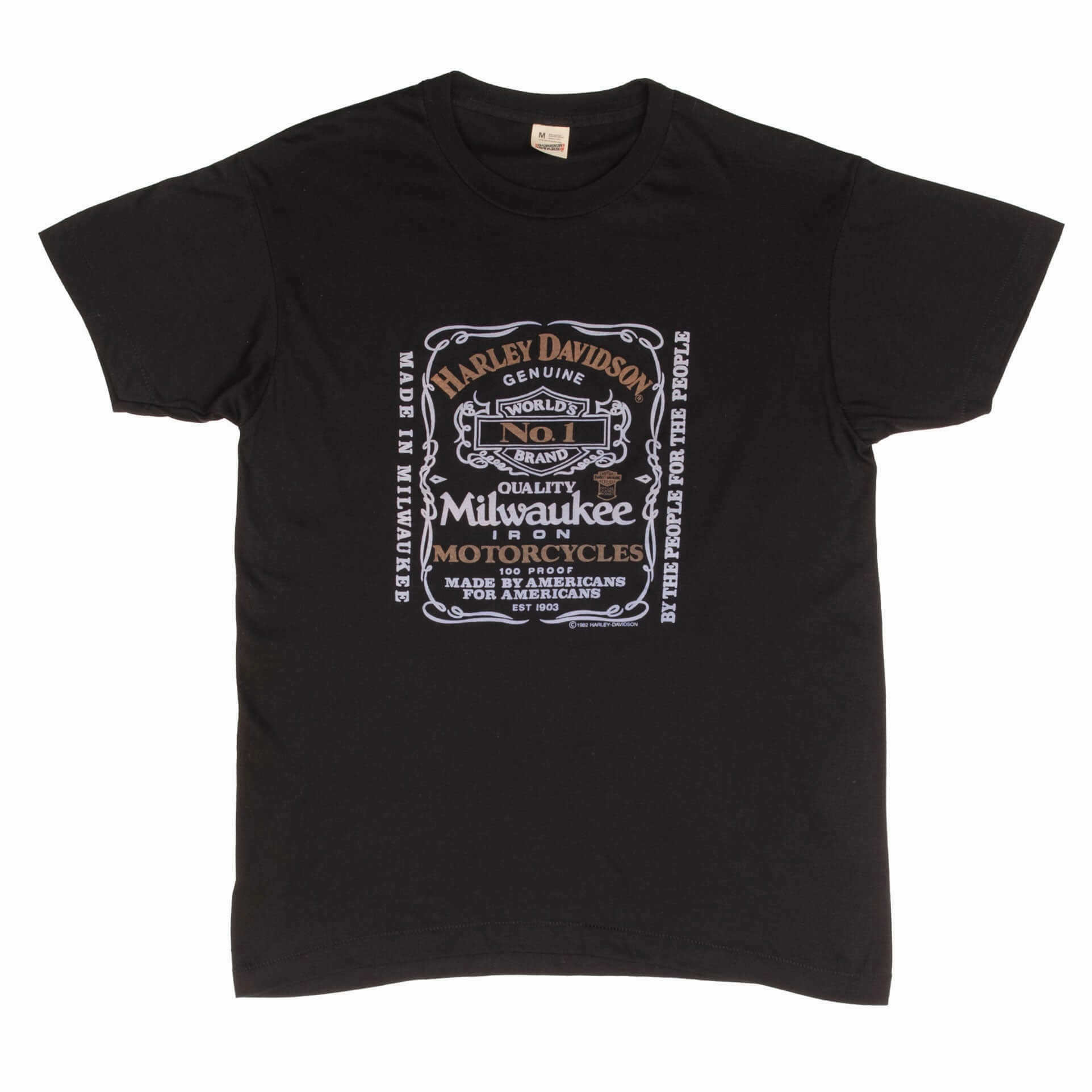 VINTAGE HARLEY DAVIDSON JACK DANIELS TEE SHIRT 1982 MEDIUM MADE IN USA DEADSTOCK