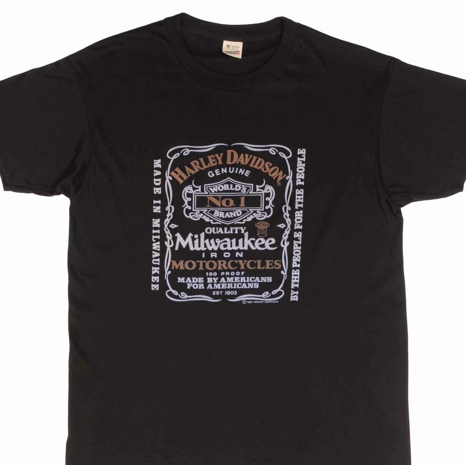 VINTAGE HARLEY DAVIDSON JACK DANIELS TEE SHIRT 1982 MEDIUM MADE IN USA DEADSTOCK