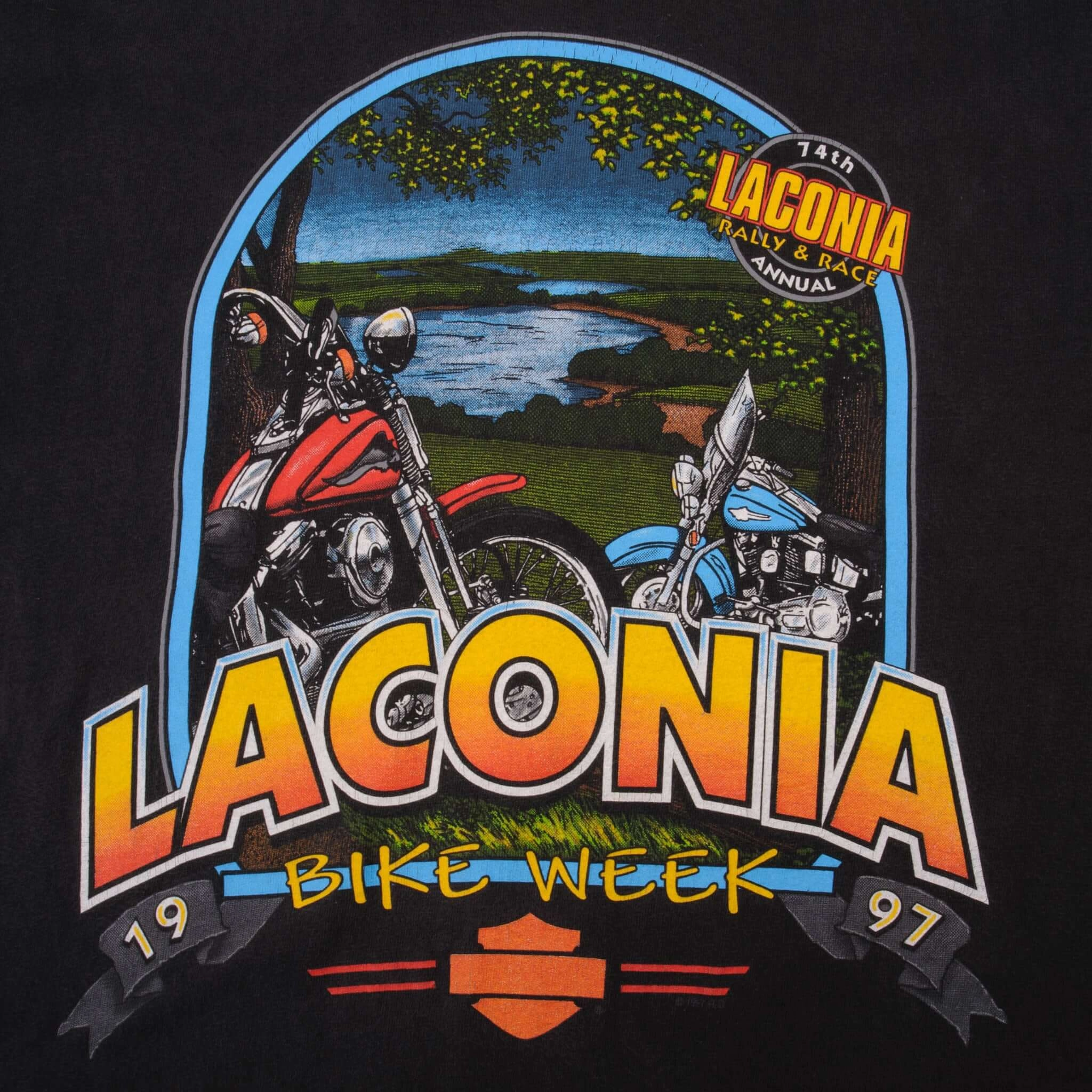 VINTAGE HARLEY DAVIDSON LACONIA TEE SHIRT 1997 SIZE MEDIUM MADE IN USA