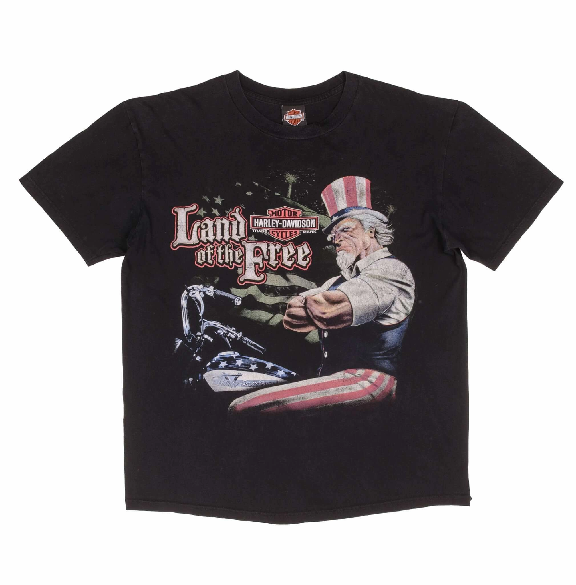 VINTAGE HARLEY DAVIDSON LAND OF FREE UNCLE SAM TEE SHIRT 2005 SIZE XL