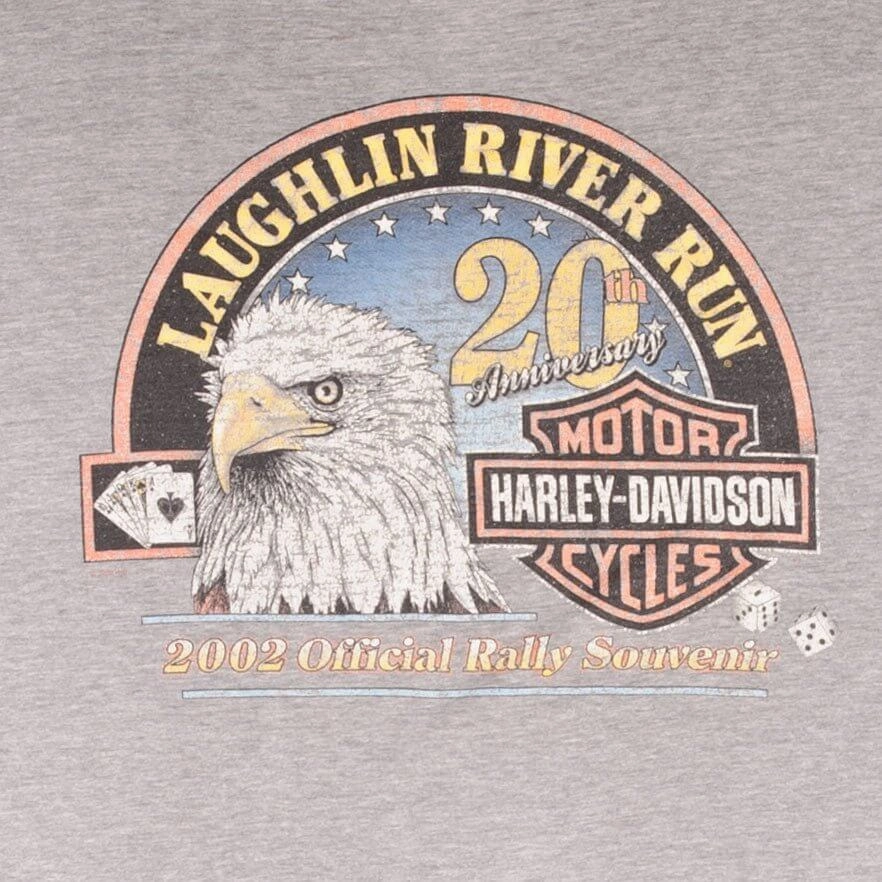 VINTAGE HARLEY DAVIDSON LAUGHLIN RIVER RUN 20TH ANNIVERSARY 2002 TEE SHIRT XL