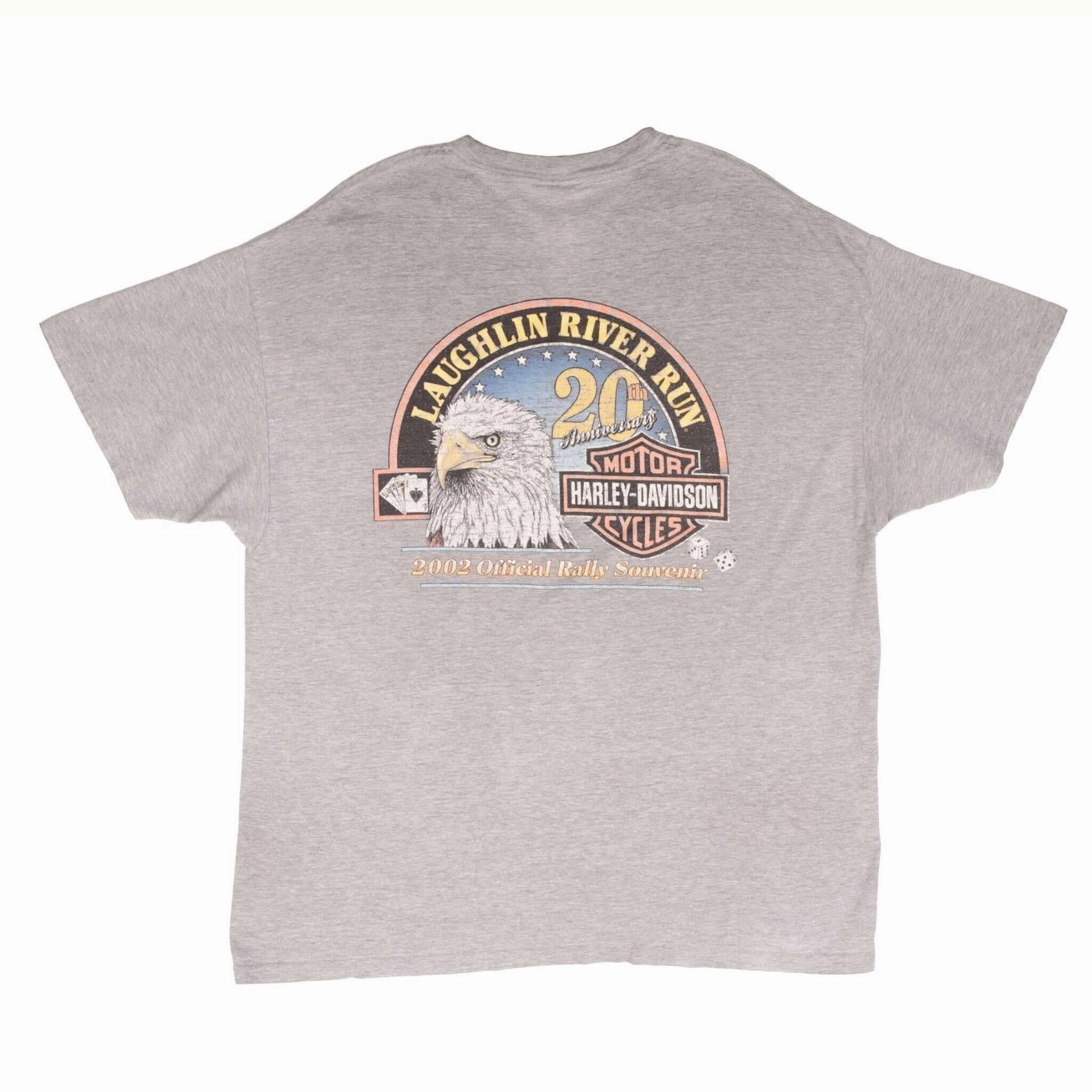 VINTAGE HARLEY DAVIDSON LAUGHLIN RIVER RUN 20TH ANNIVERSARY 2002 TEE SHIRT XL