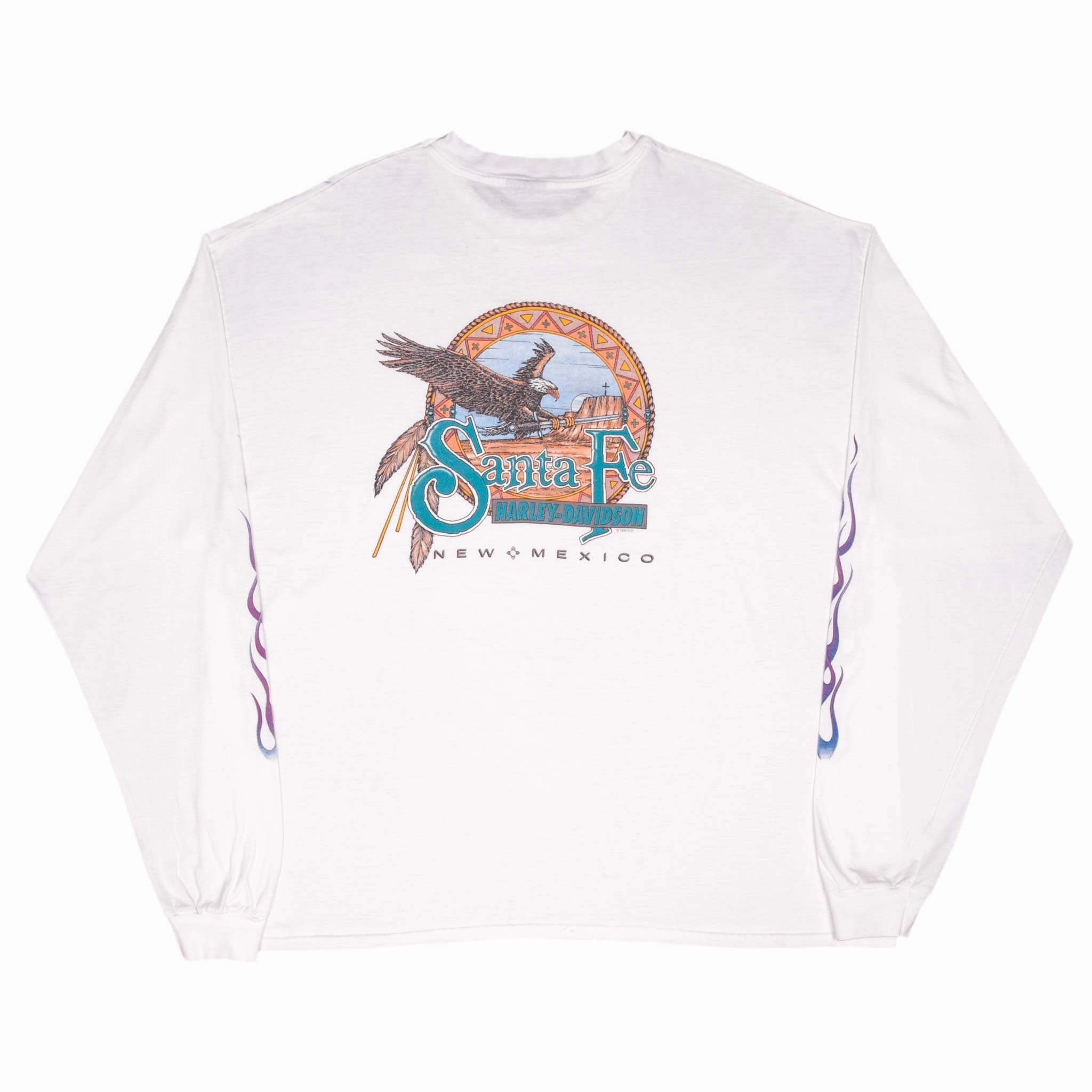 VINTAGE HARLEY DAVIDSON LONG SLEEVES FLAME TEE SHIRT 1998 SIZE 2XL MADE IN USA