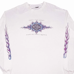 VINTAGE HARLEY DAVIDSON LONG SLEEVES FLAME TEE SHIRT 1998 SIZE 2XL MADE IN USA