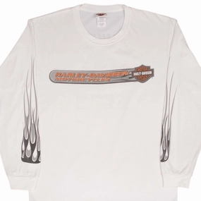 VINTAGE HARLEY DAVIDSON LONG SLEEVES FLAME TEE SHIRT 2007 SIZE LARGE