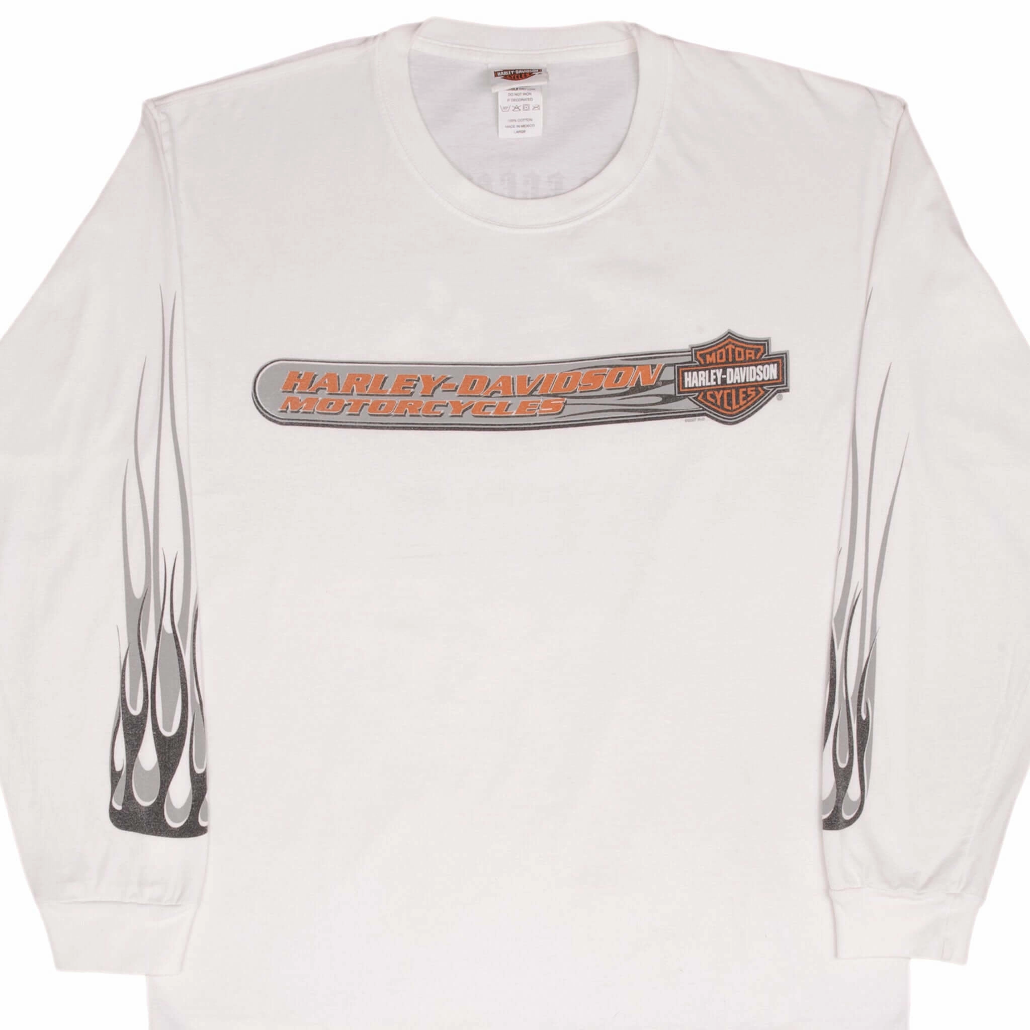 VINTAGE HARLEY DAVIDSON LONG SLEEVES FLAME TEE SHIRT 2007 SIZE LARGE