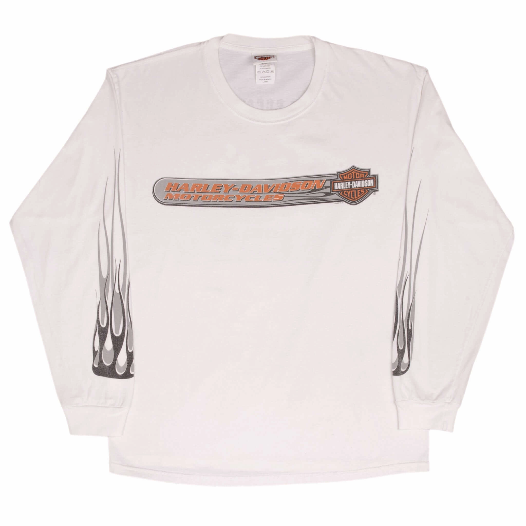 VINTAGE HARLEY DAVIDSON LONG SLEEVES FLAME TEE SHIRT 2007 SIZE LARGE