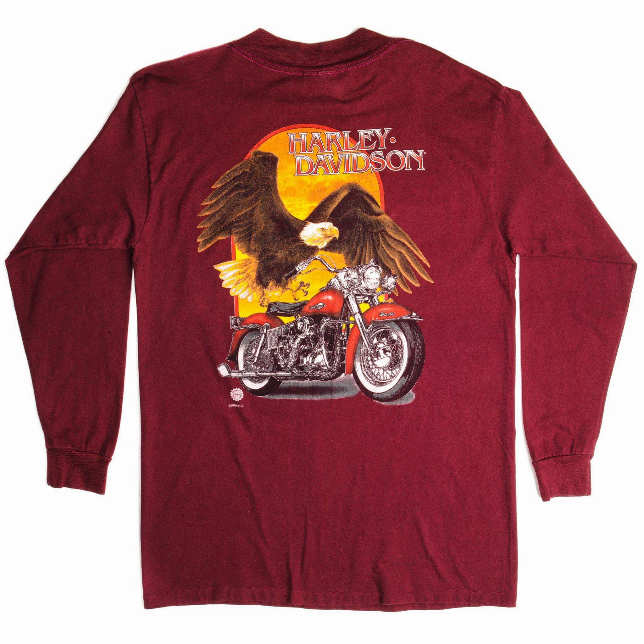 VINTAGE HARLEY DAVIDSON LONG SLEEVES TEE SHIRT 1996 SIZE LARGE MADE IN USA
