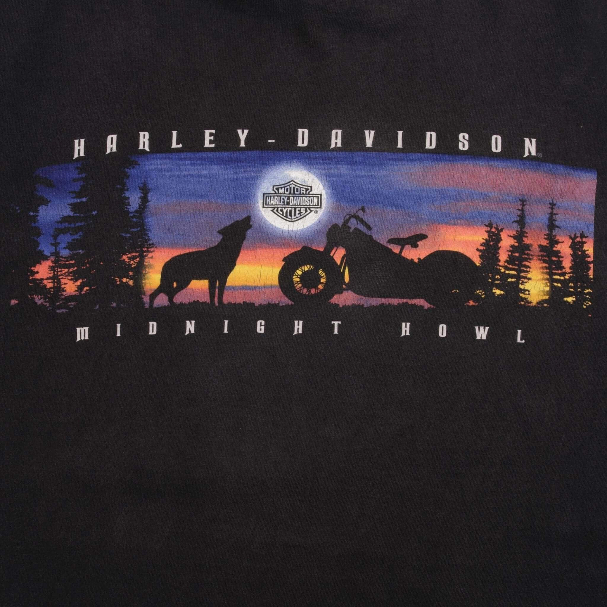 VINTAGE HARLEY DAVIDSON MIDNIGHT HOWL DALLAS TX TEE SHIRT 1999 2XL MADE IN USA