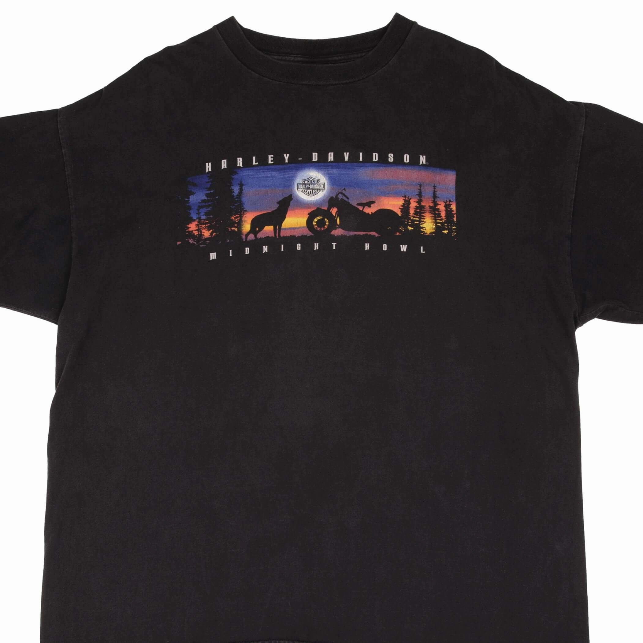 VINTAGE HARLEY DAVIDSON MIDNIGHT HOWL DALLAS TX TEE SHIRT 1999 2XL MADE IN USA