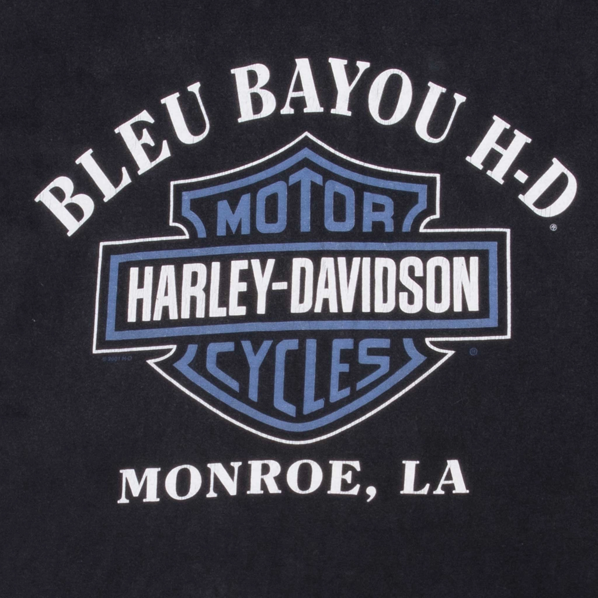VINTAGE HARLEY DAVIDSON MONROE LA TEE SHIRT 2001 SIZE LARGE MADE IN USA