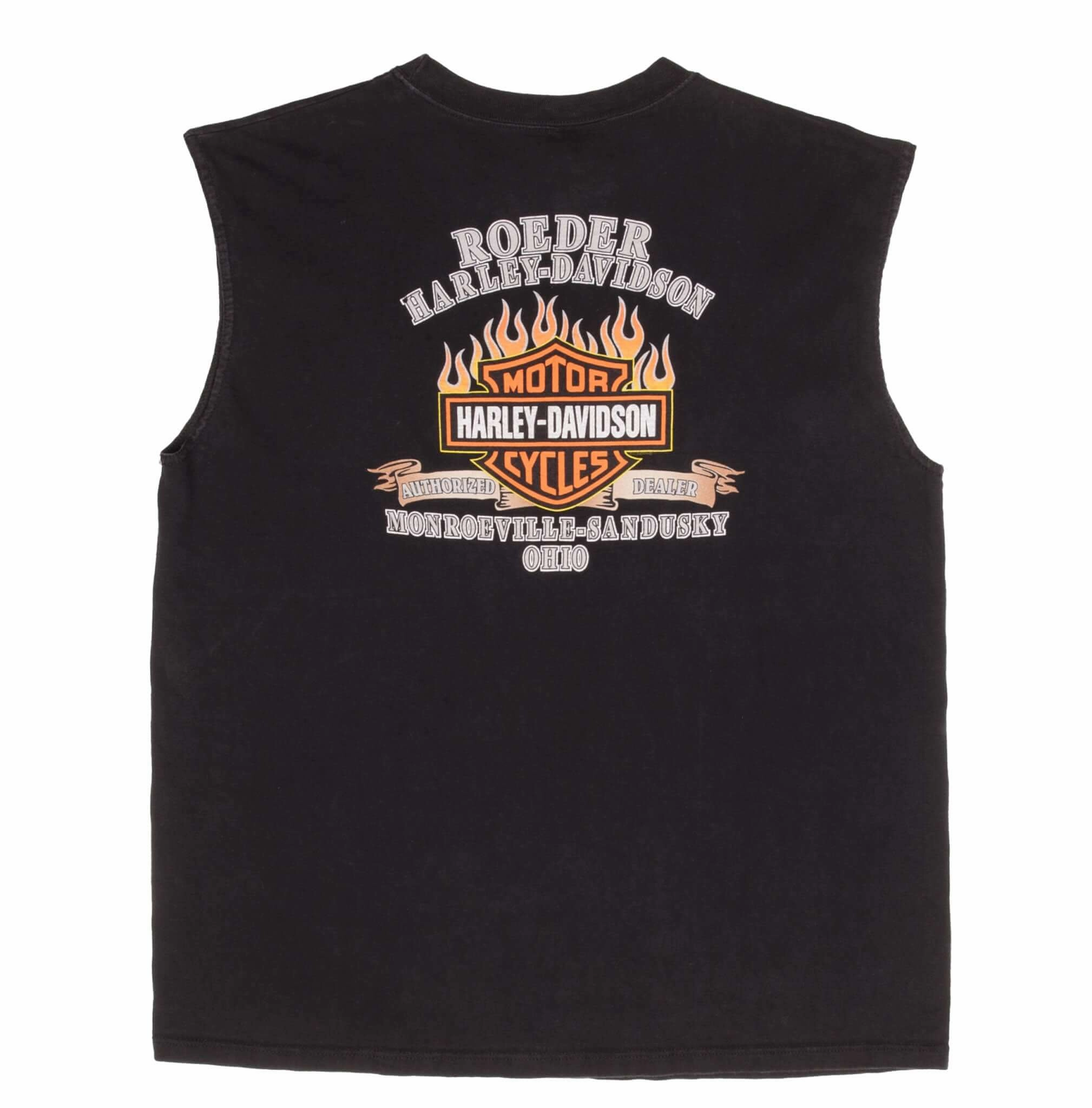 VINTAGE HARLEY DAVIDSON MONROE SANDUSKI TANK TOP TEE SHIRT 2002 XL MADE IN USA