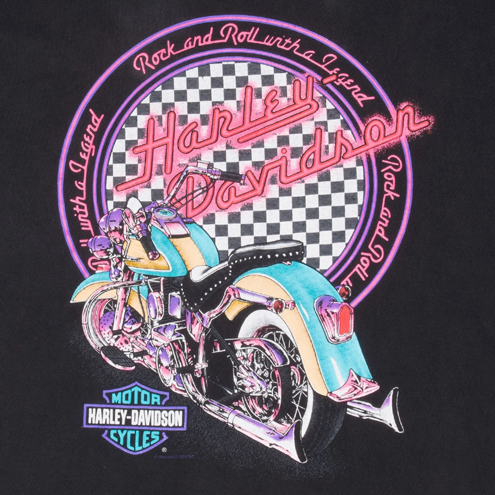 VINTAGE HARLEY DAVIDSON NEON LOS ANGELES TEE SHIRT 1994 XL MADE IN USA