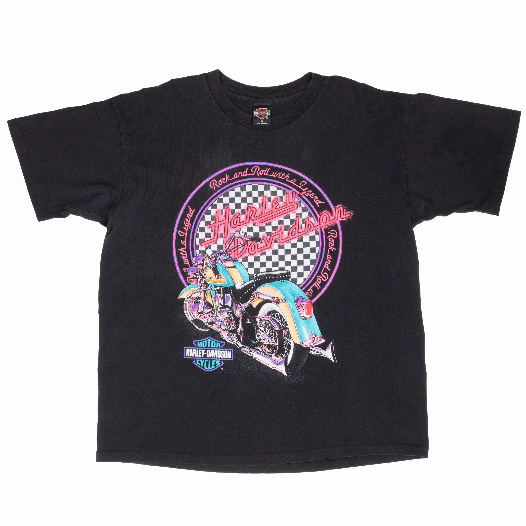 VINTAGE HARLEY DAVIDSON NEON LOS ANGELES TEE SHIRT 1994 XL MADE IN USA