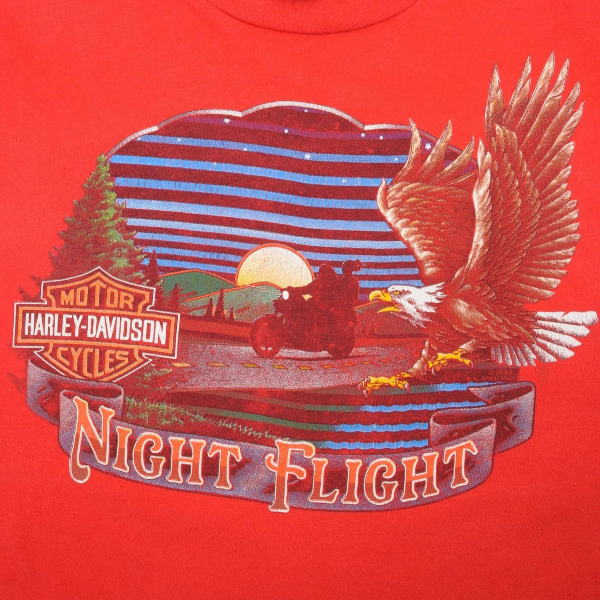VINTAGE HARLEY DAVIDSON NIGHT FLIGHT 1990 TEE SHIRT SIZE LARGE MADE IN USA