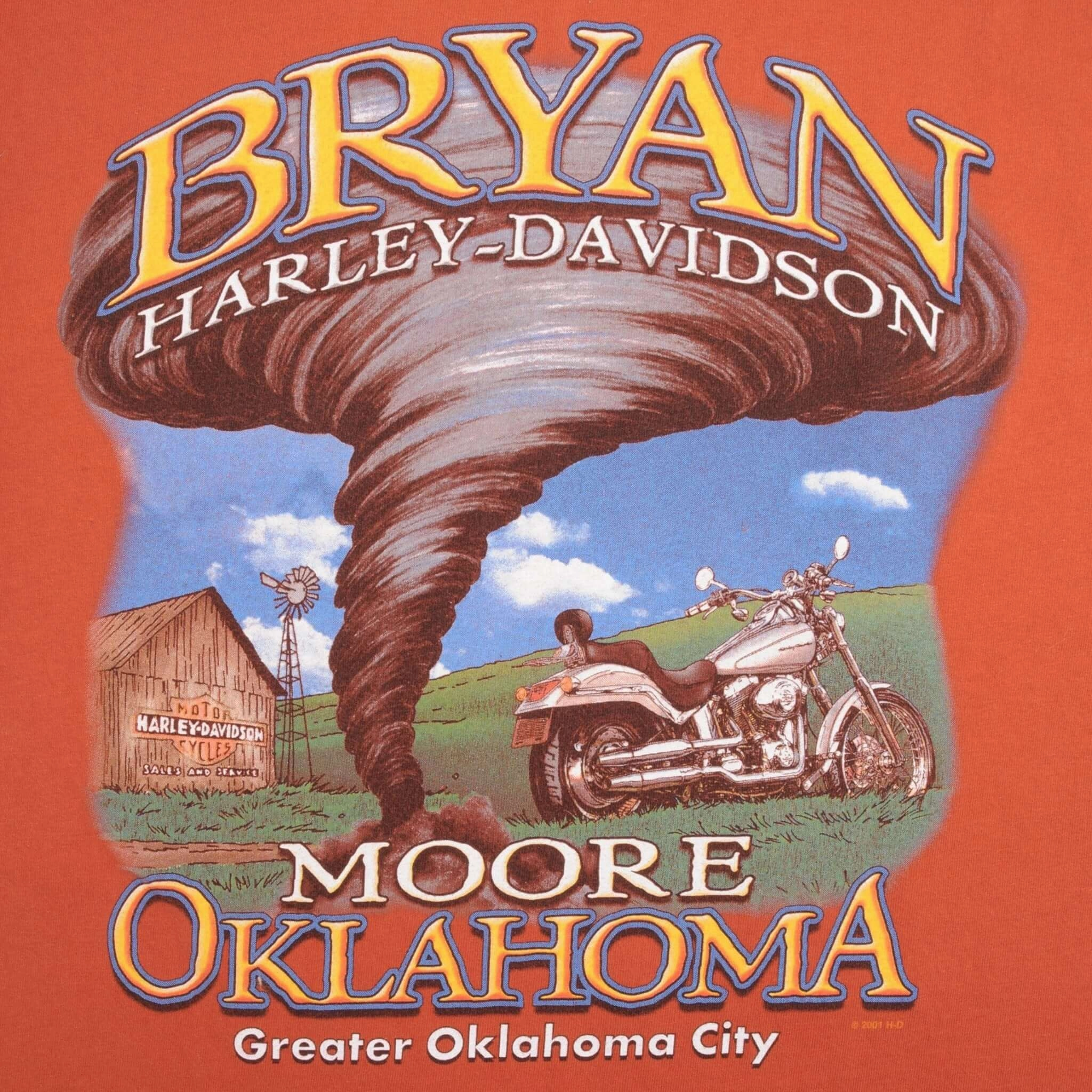 VINTAGE HARLEY DAVIDSON OKLAHOMA TEE SHIRT 2001 SIZE MEDIUM MADE IN USA