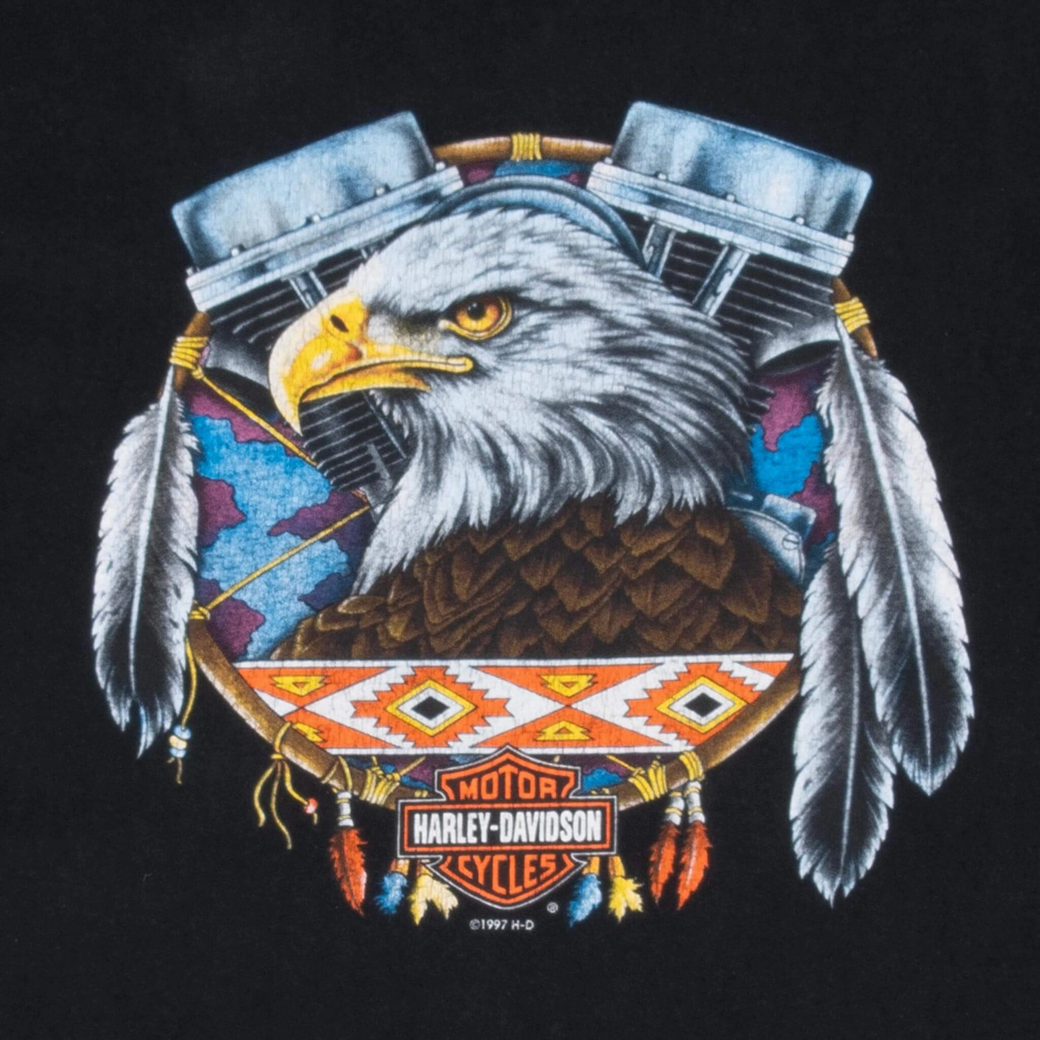 VINTAGE HARLEY DAVIDSON OMAHA NEBRASKA EAGLE TEE SHIRT 1997 2XL MADE IN USA