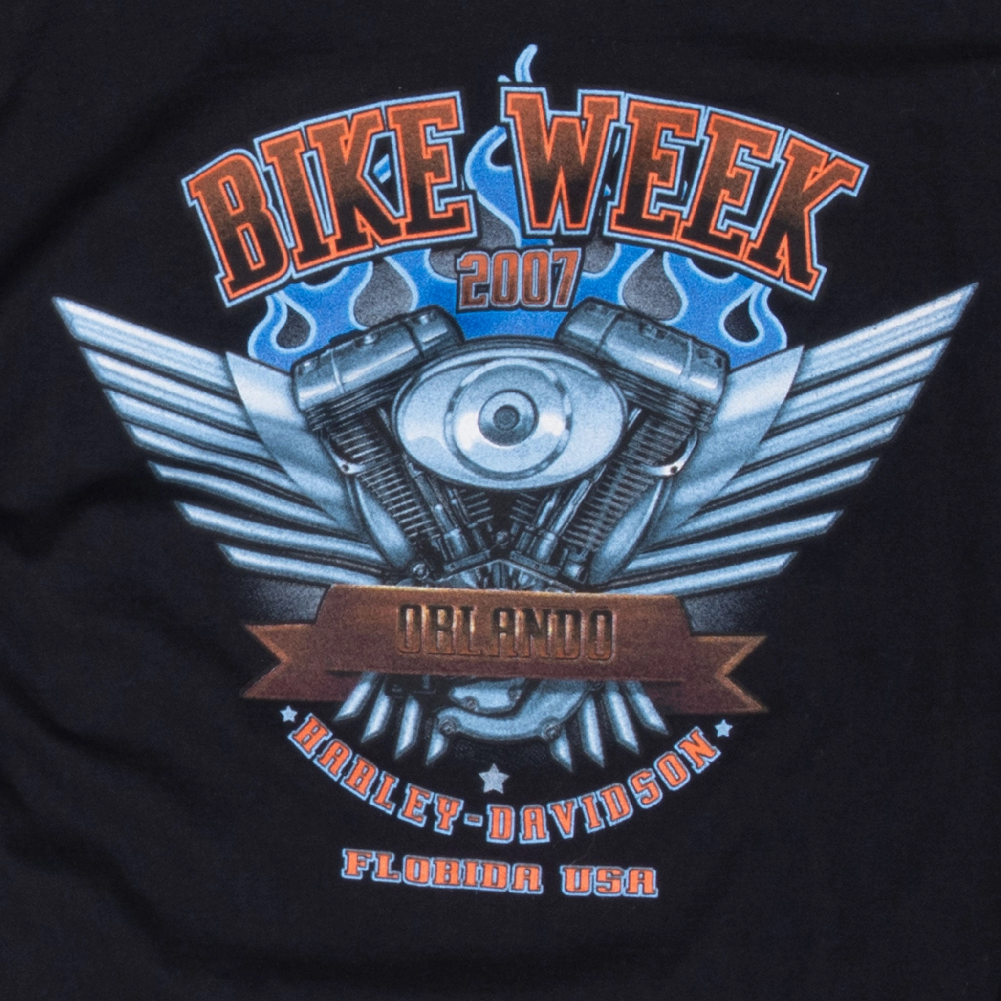 VINTAGE HARLEY DAVIDSON ORLANDO BIKE WEEK 2007 LONG SLEEVE TEE SHIRT LARGE